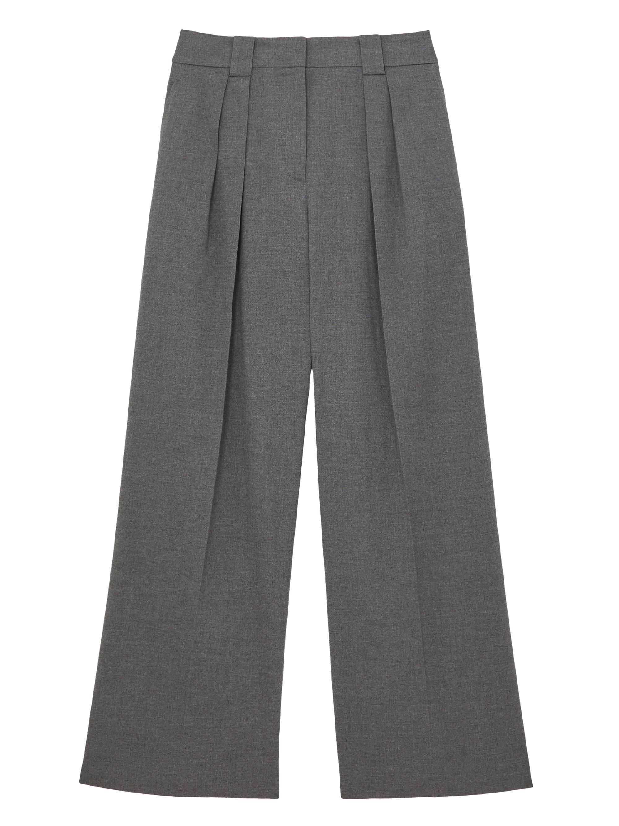 Reiss Women's Poppie Flannel Wide-Leg Trousers - Grey