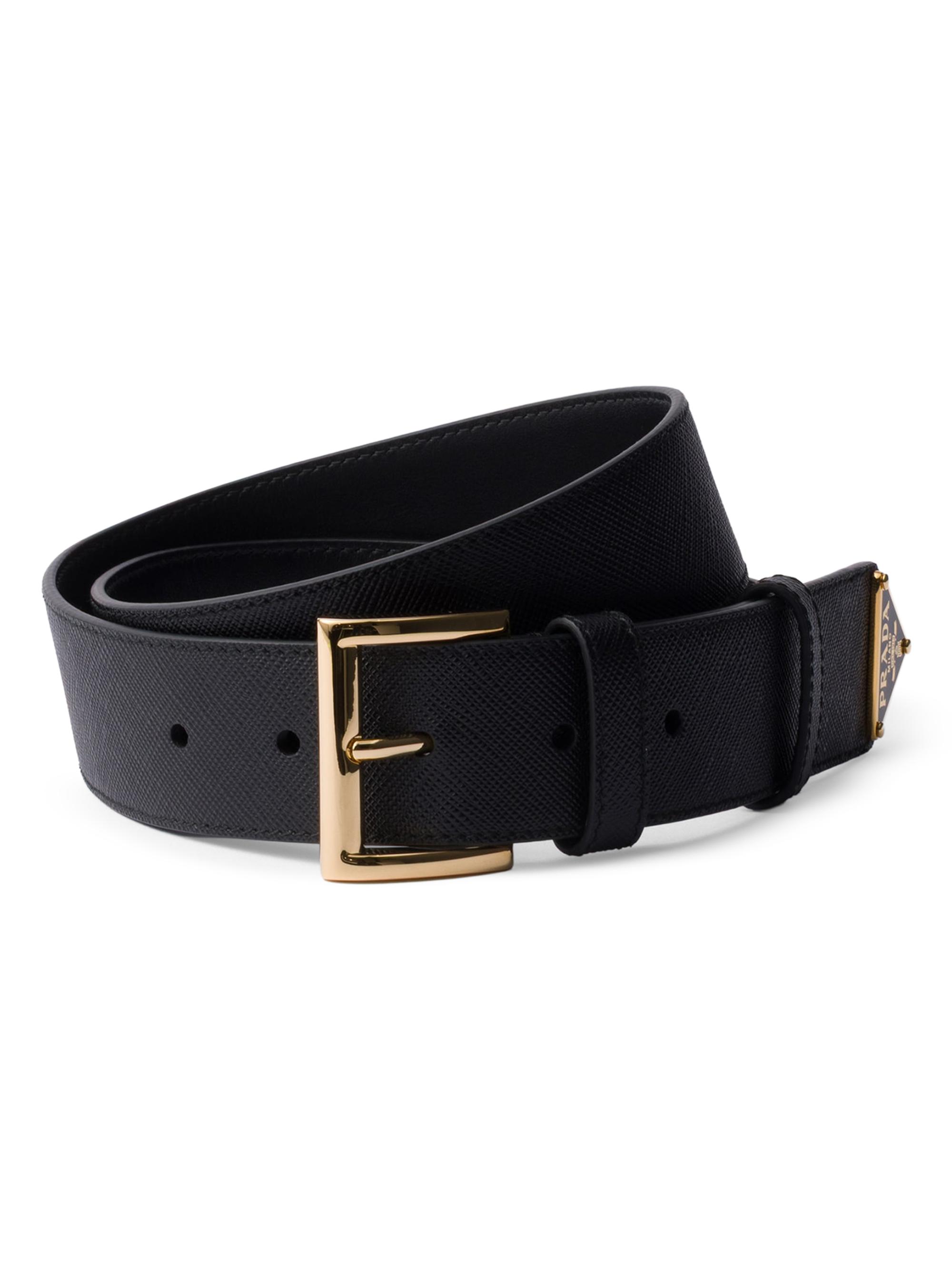 Prada Women's Saffiano Leather Belt - Black - Women's Accessories