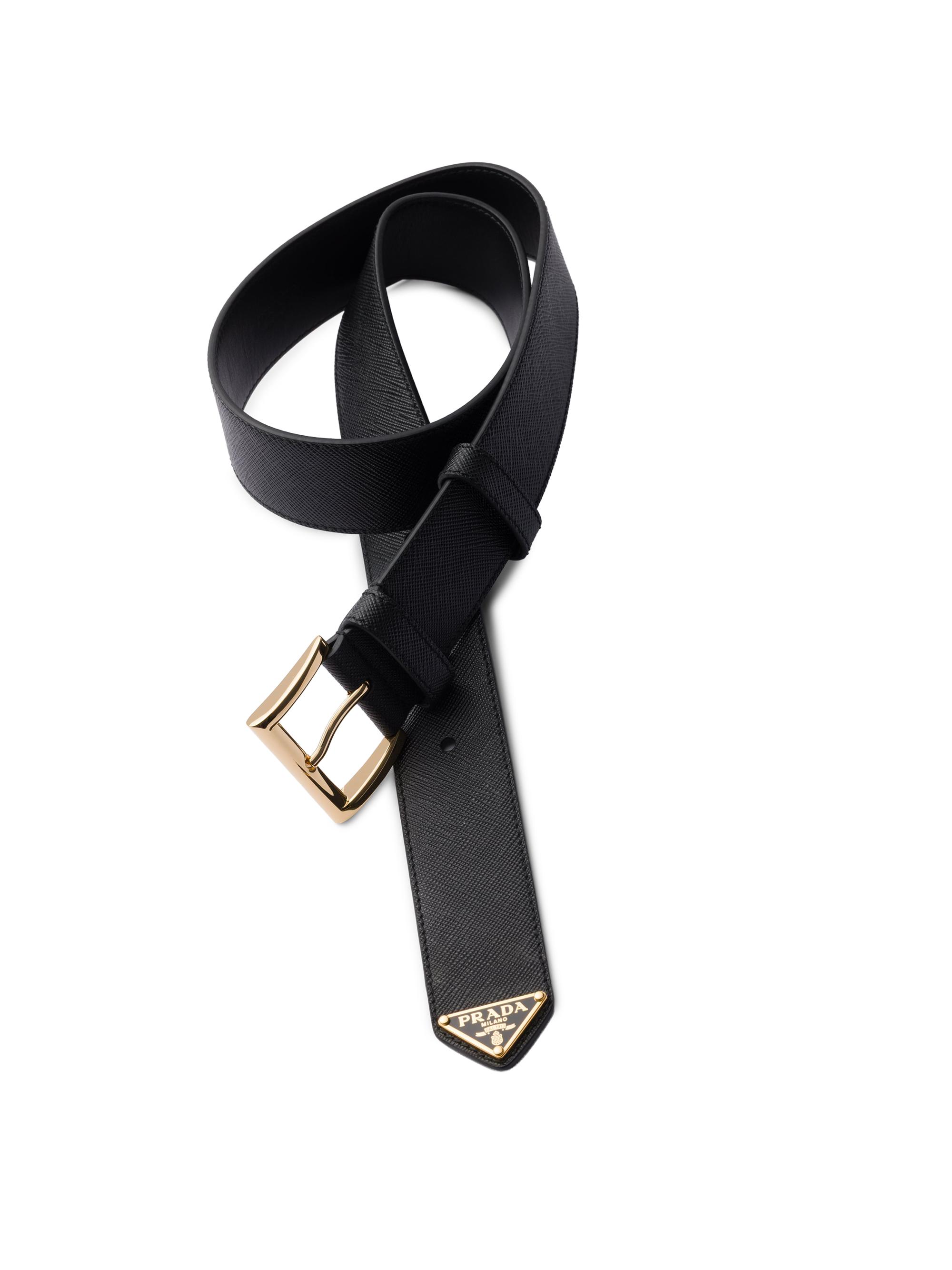 Prada Women's Saffiano Leather Belt - Black - back view in Black