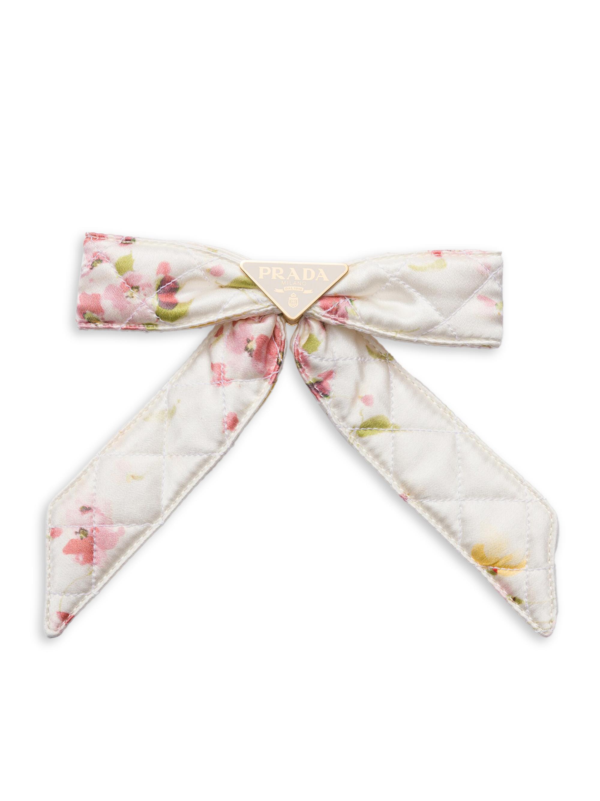 Prada Floral-Print Satin Hair Clip | Saks Fifth Avenue