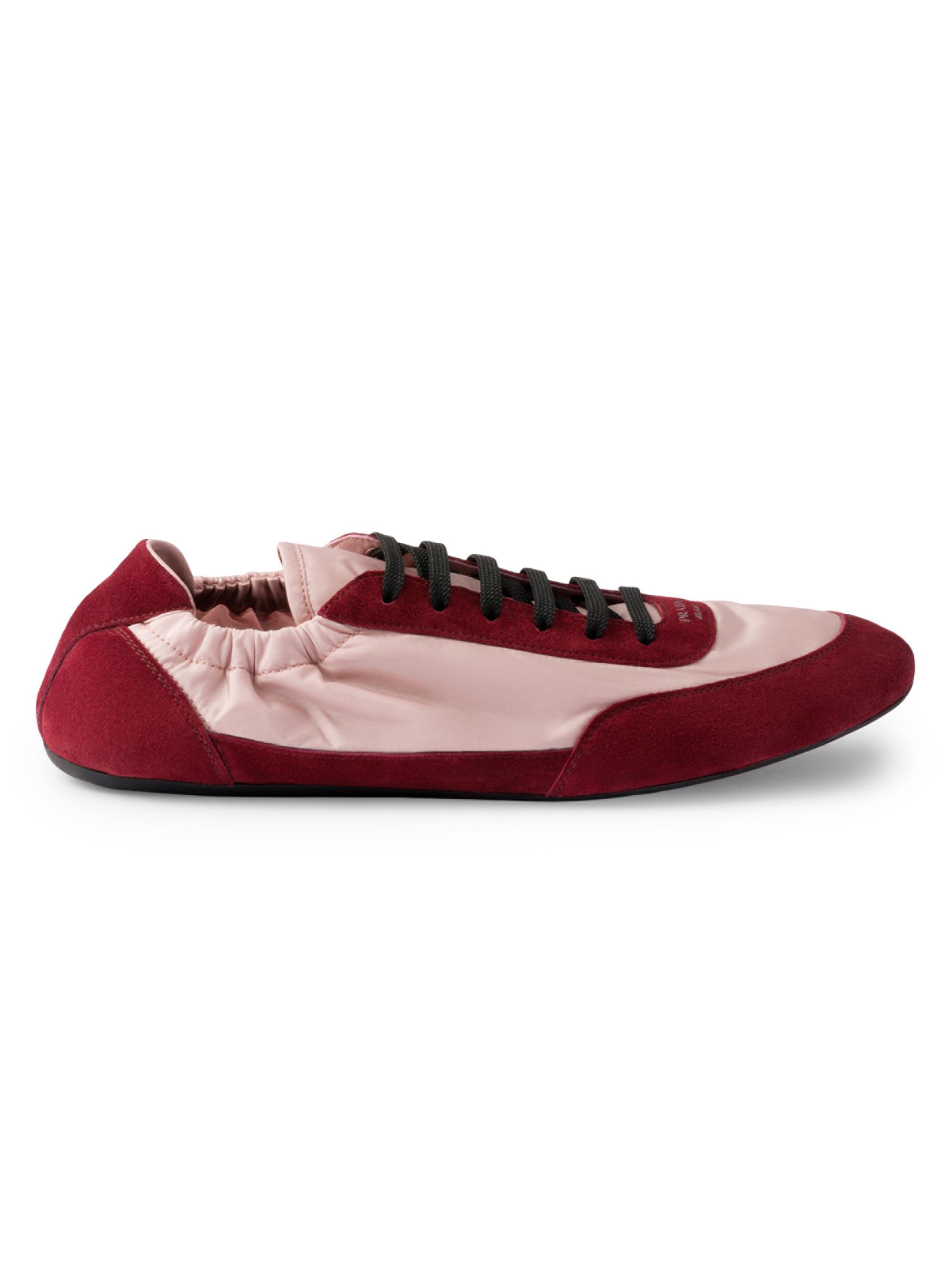Prada Women's Collapse Suede Low-Top Sneakers - Pink