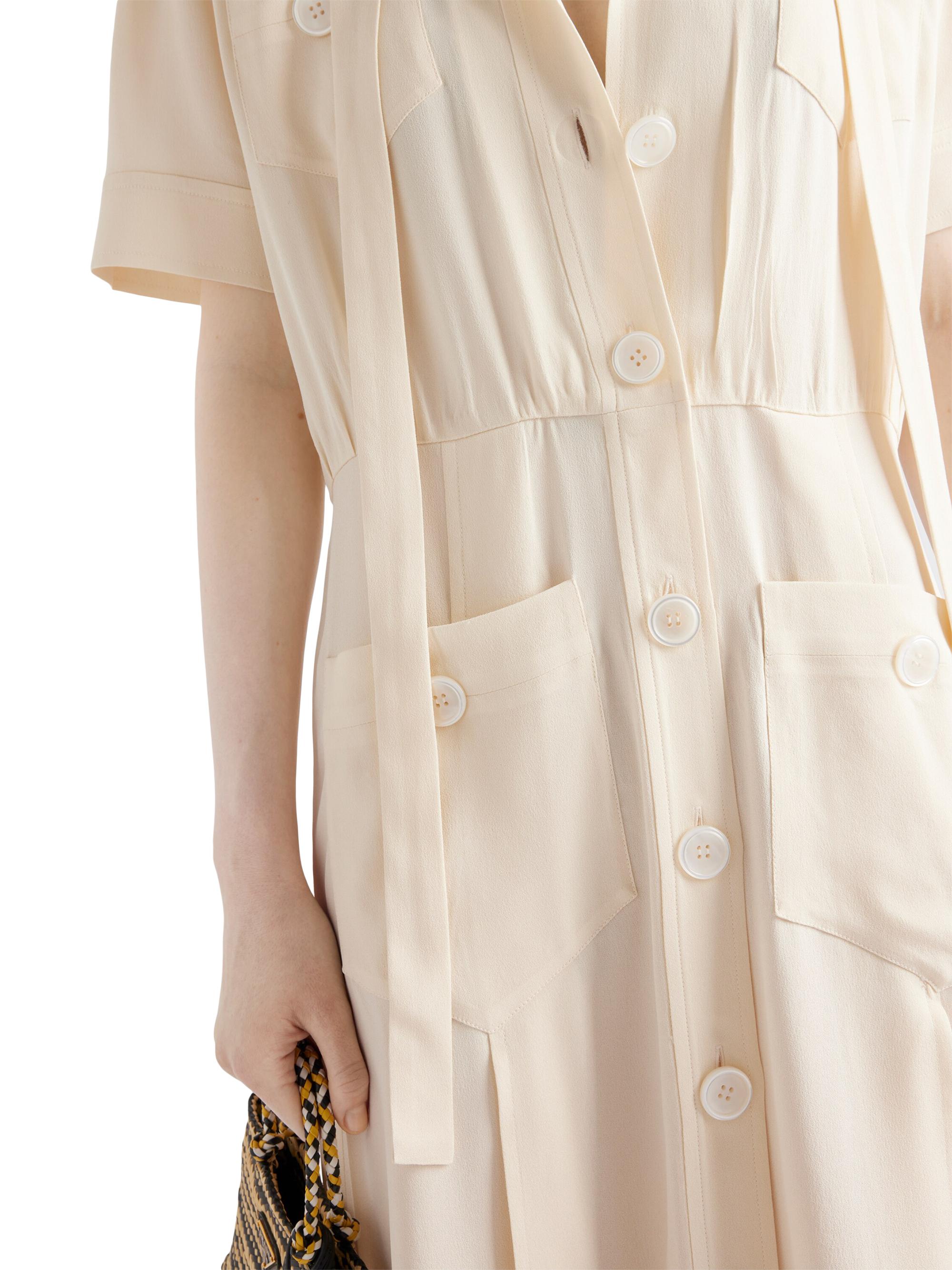 Prada Short-sleeve Belted Midi Shirt Dress - Avorio