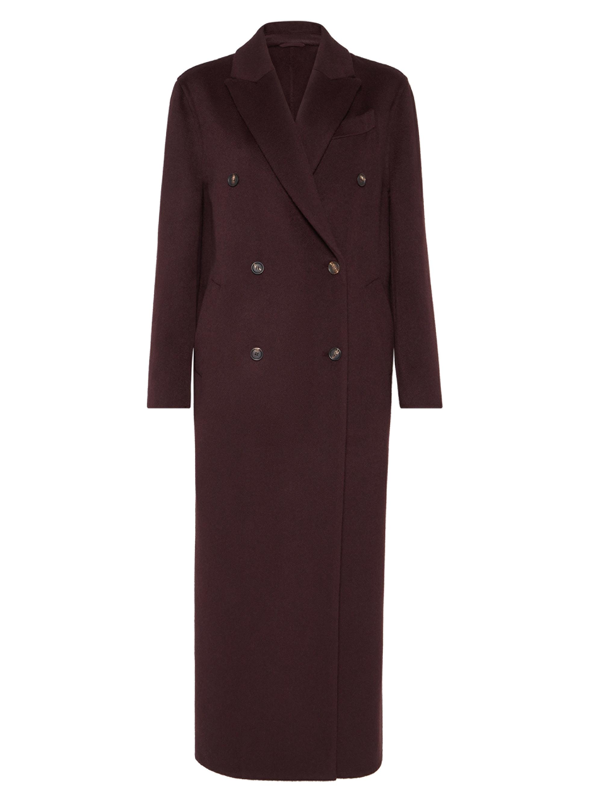 Brunello Cucinelli Women's Hand Crafted Coat in Cashmere Double Beaver Cloth - Burgundy