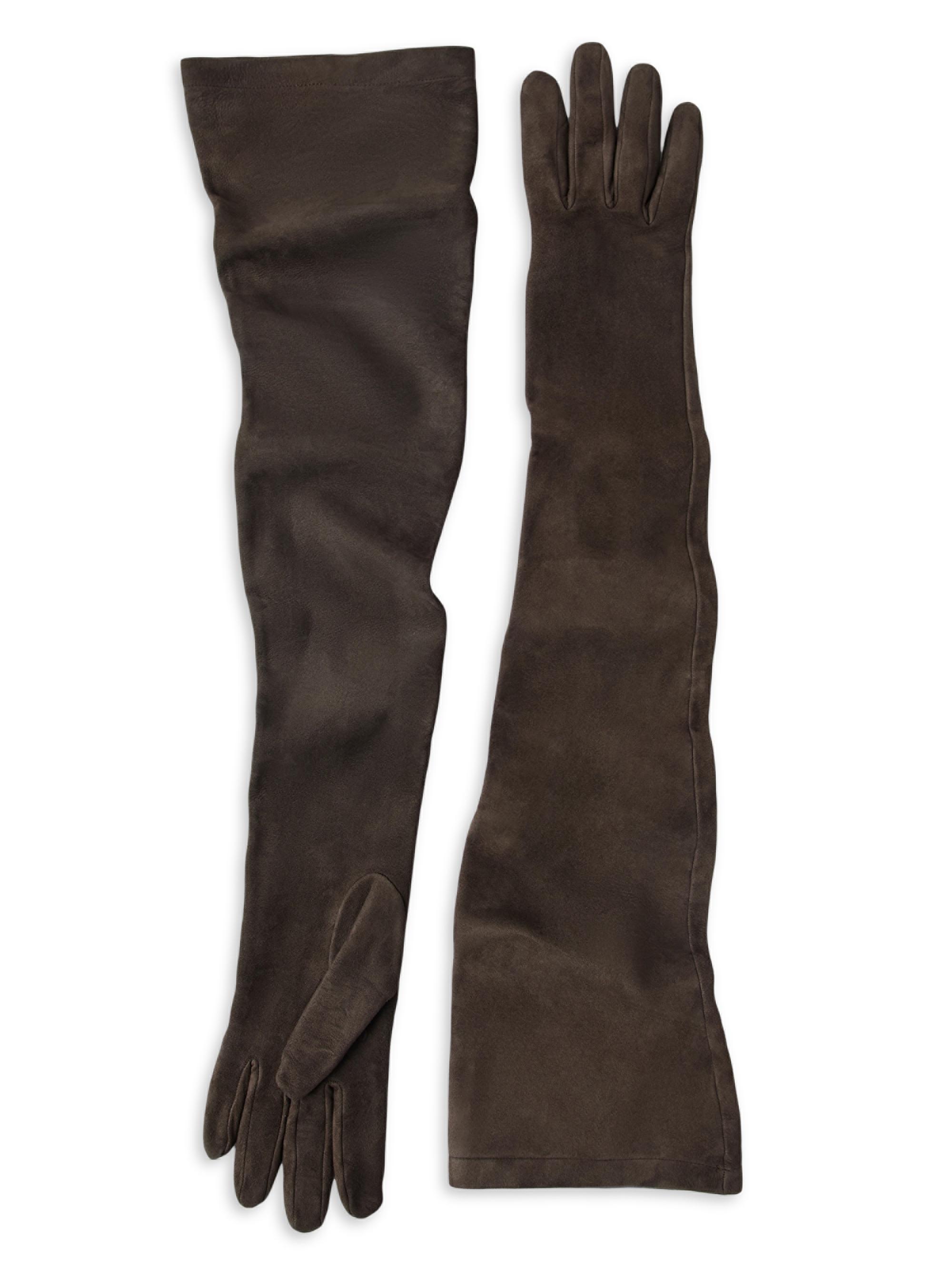 Brunello Cucinelli Women's Couture Suede Long Gloves - Rust Brown