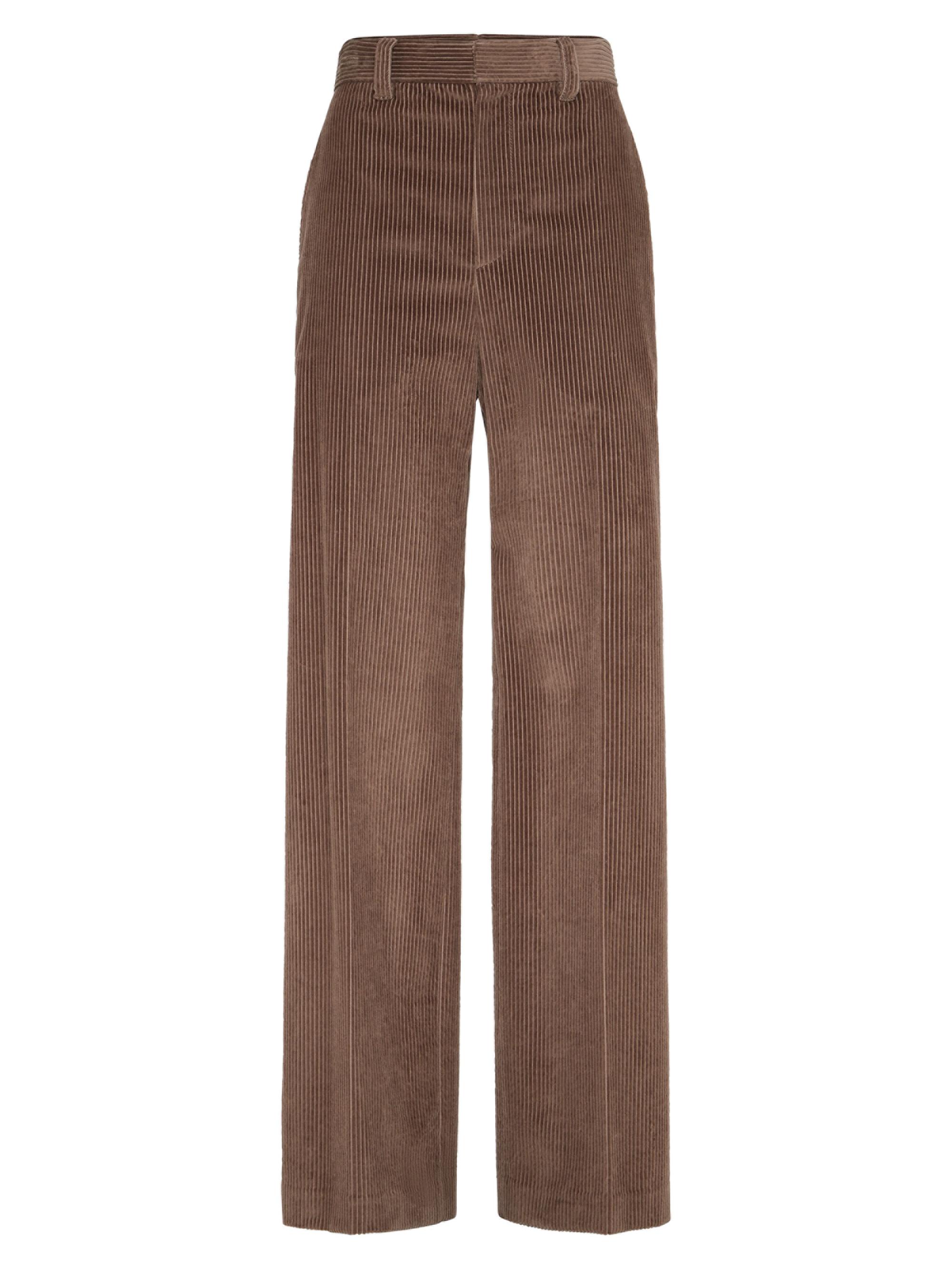 Brunello Cucinelli Women's Cotton Corduroy Loose Trousers - Brown