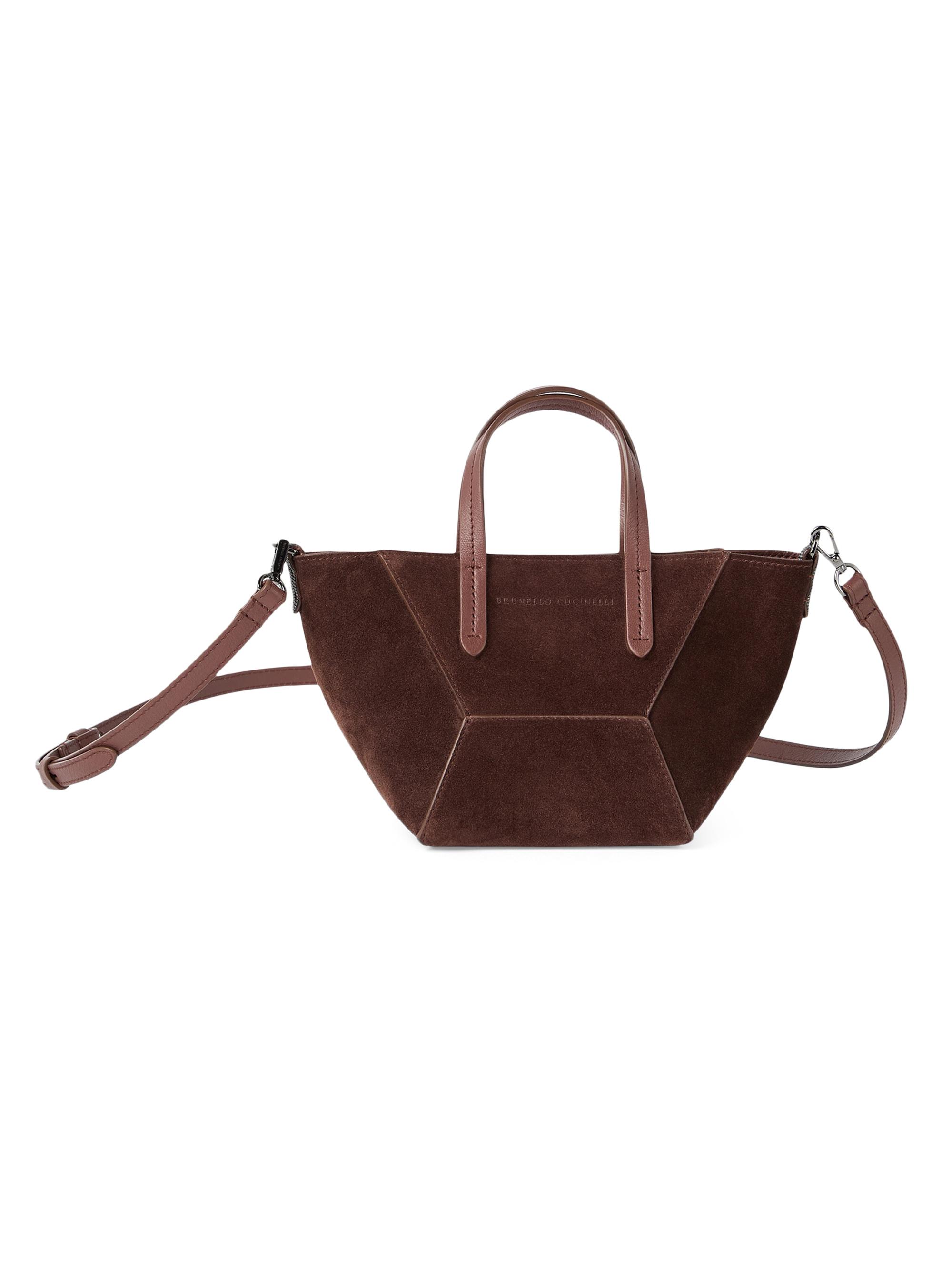 トートバッグ BRUNELLO CUCINELLI Brunello Cucinelli Suede Duomini Bag Brunello Cucinelli Duo Mini Bag in Suede | Saks Fifth Avenue
