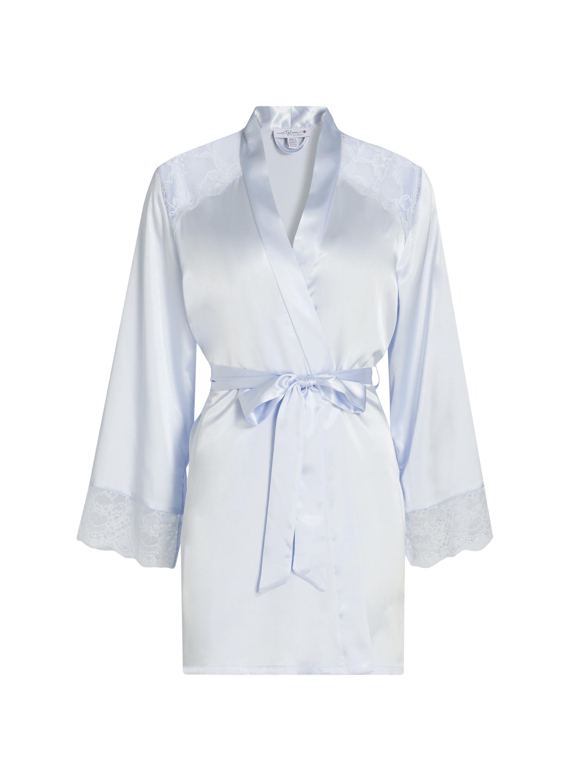 In Bloom Women's Annie Satin Lace-Trim Robe - Pale Blue
