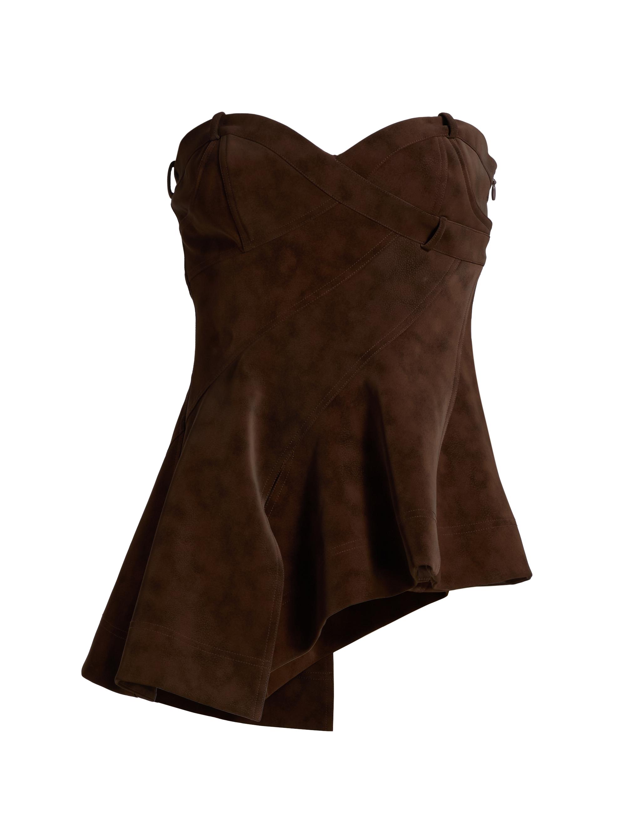 Amur Women's Augusta Bustier Peplum Top - Toffee Swirl