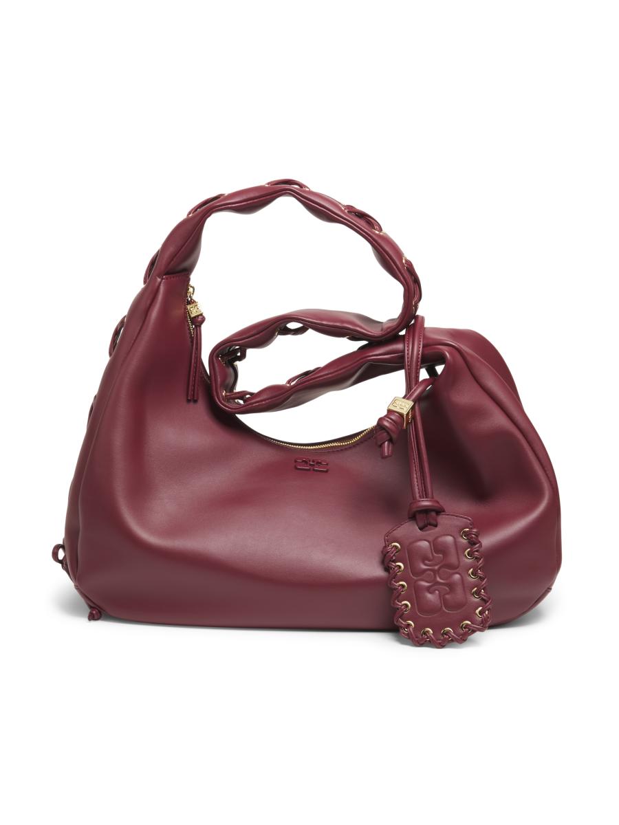 Ganni Laced Leather Hobo Bag | Saks Fifth Avenue