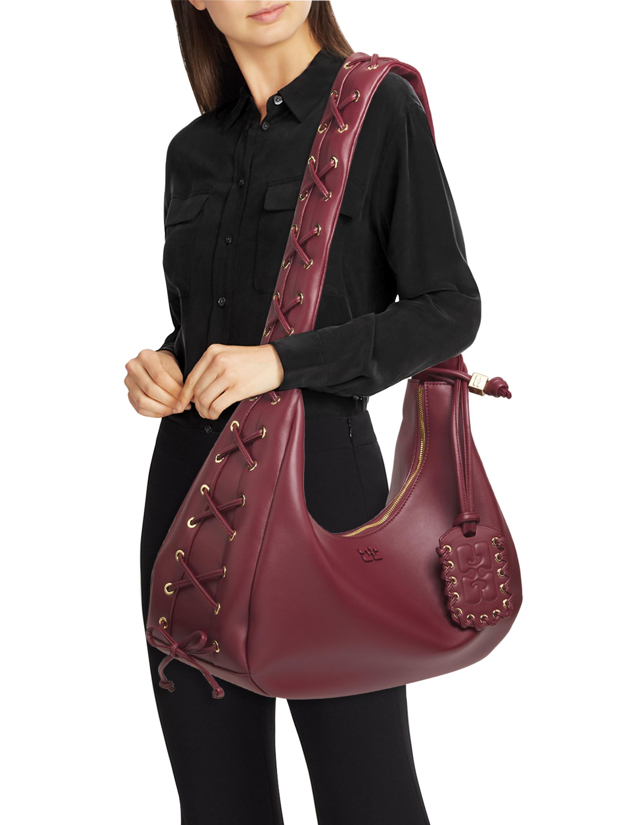 Ganni Laced Leather Hobo Bag | Saks Fifth Avenue