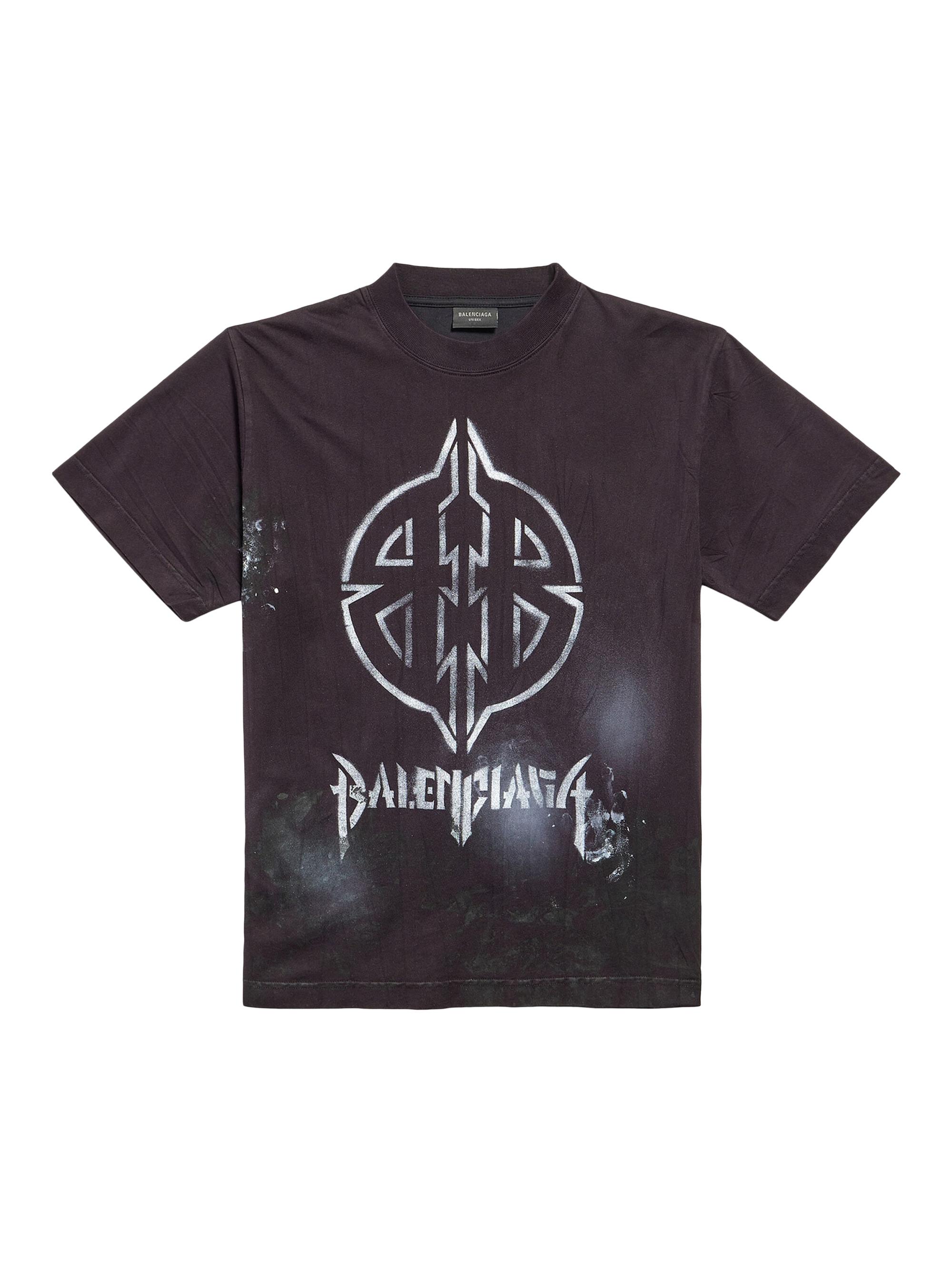 Balenciaga Men's Metal Stencil Small Fit T-Shirt - Black White