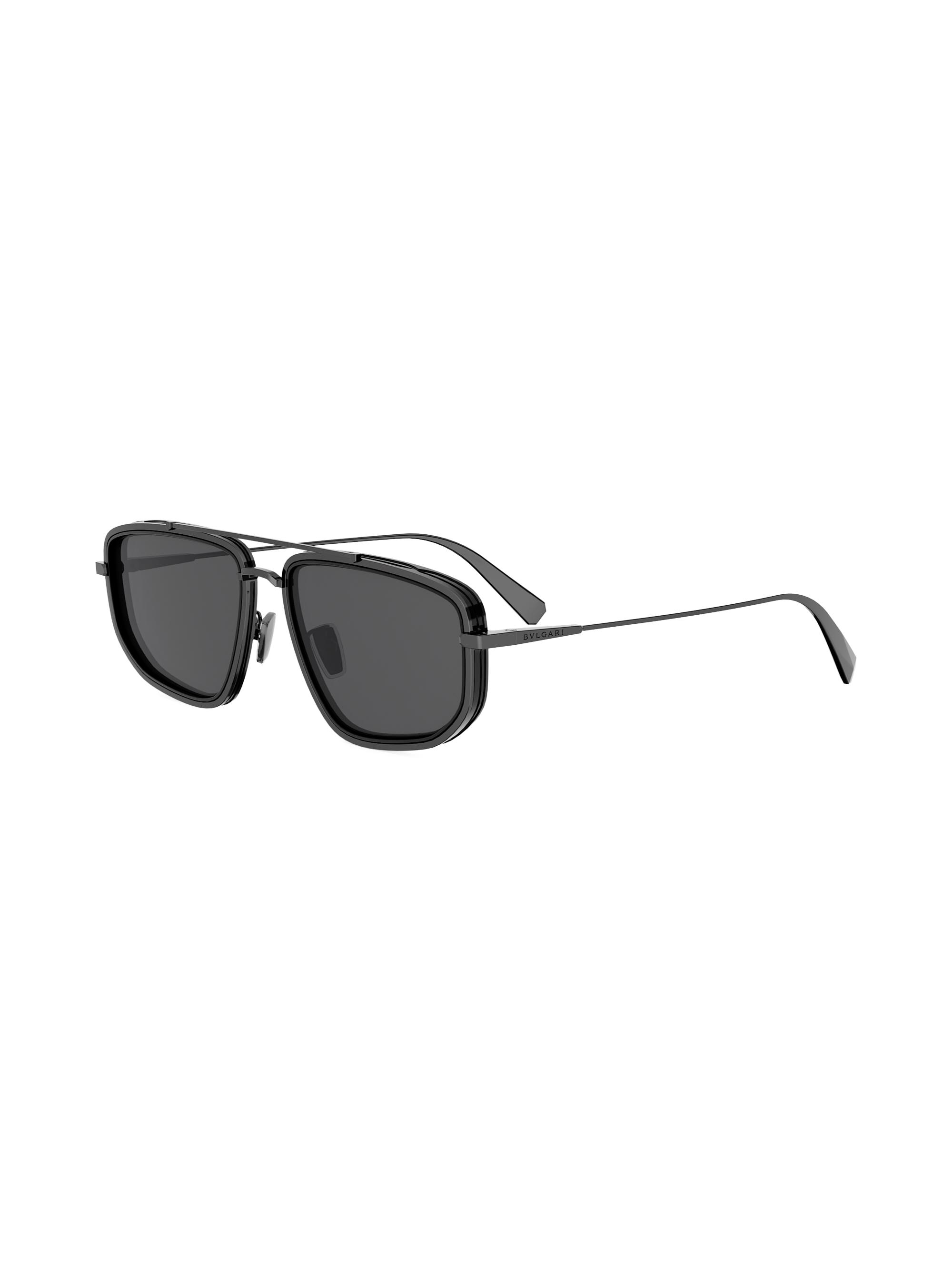 BVLGARI Women's B. Zero1 57MM Rectangular Sunglasses - Shiny Dark Ruthenium Smoke