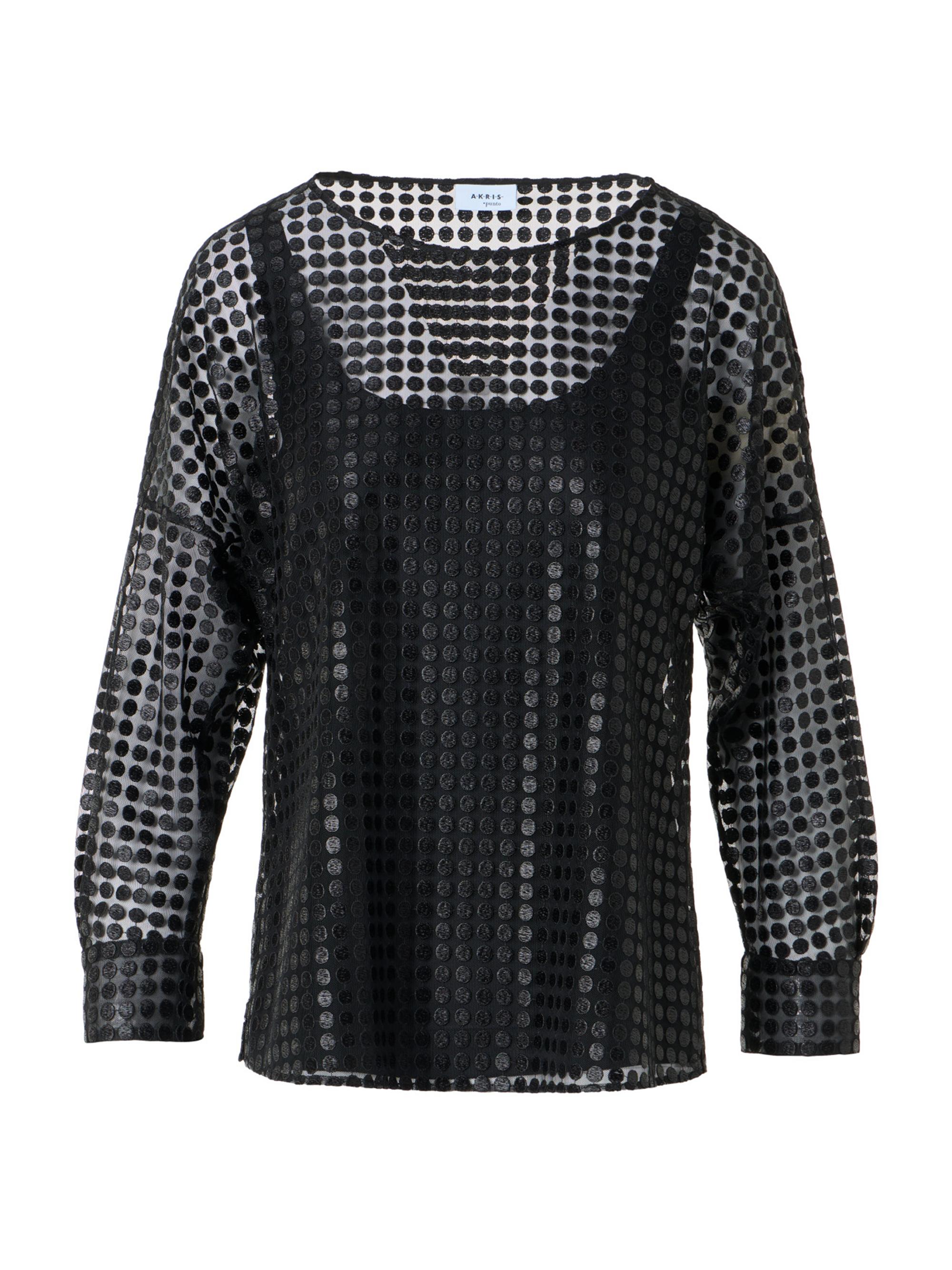 Akris punto Women's Metallic Dot-Embroidered Tulle Blouse - Black