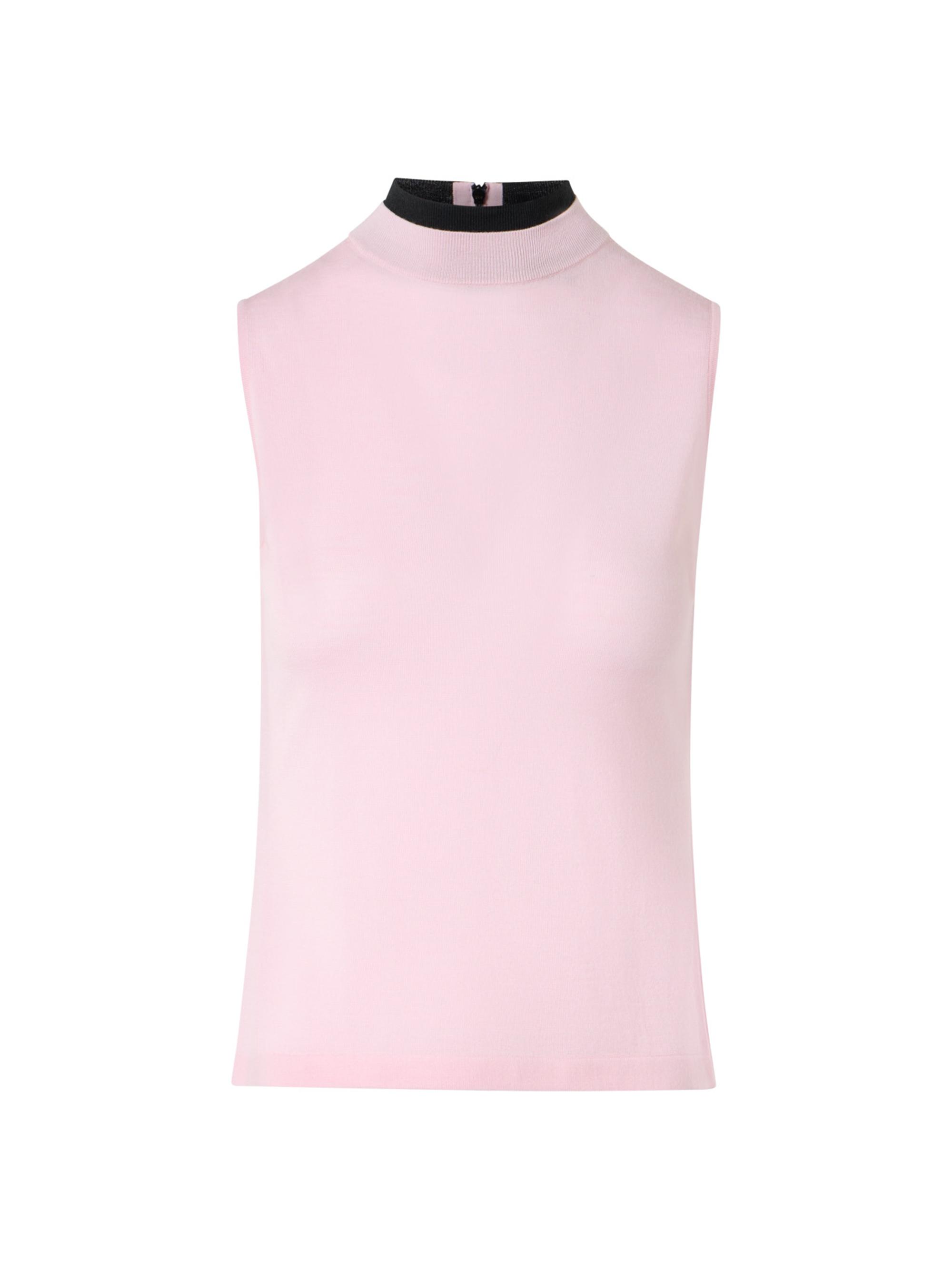 Akris punto Women's Mock Turtleneck Sleeveless Wool Top - Rose Black