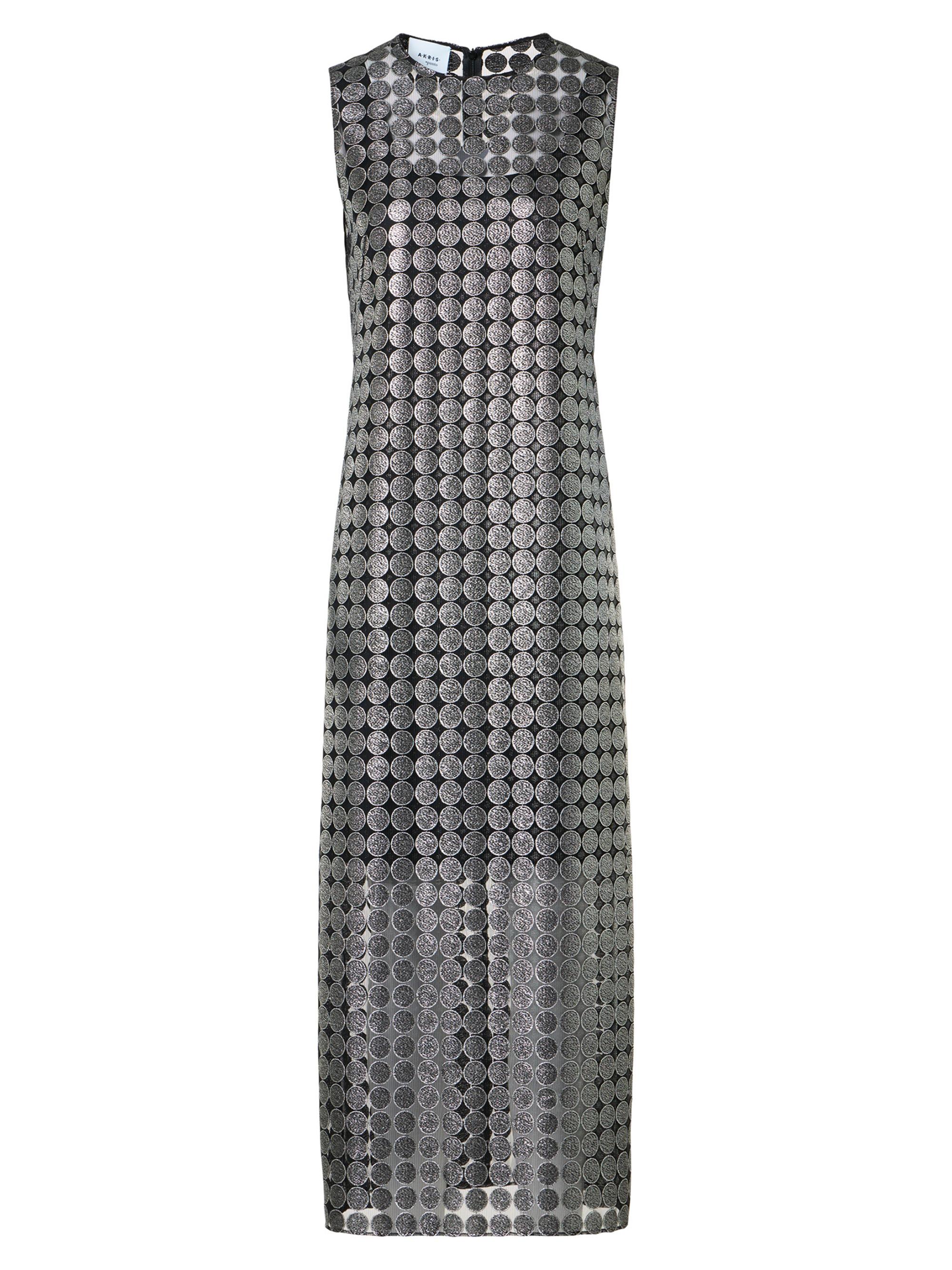 Akris punto Women's Metallic Dot-on-Tulle Embroidered Midi-Dress - Brushed Steel