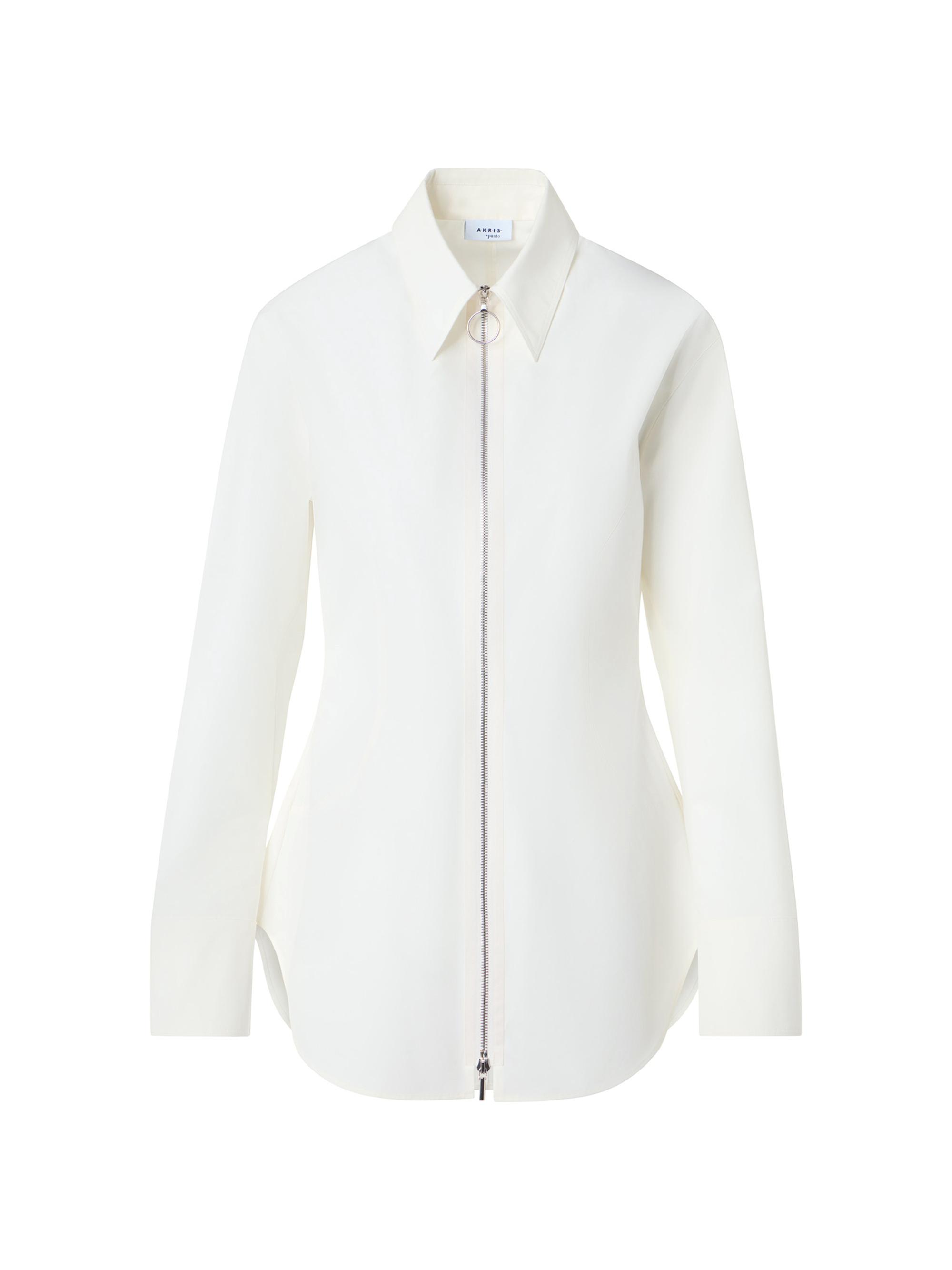 Akris punto Women's Poplin Cotton Zip Blouse - Cream