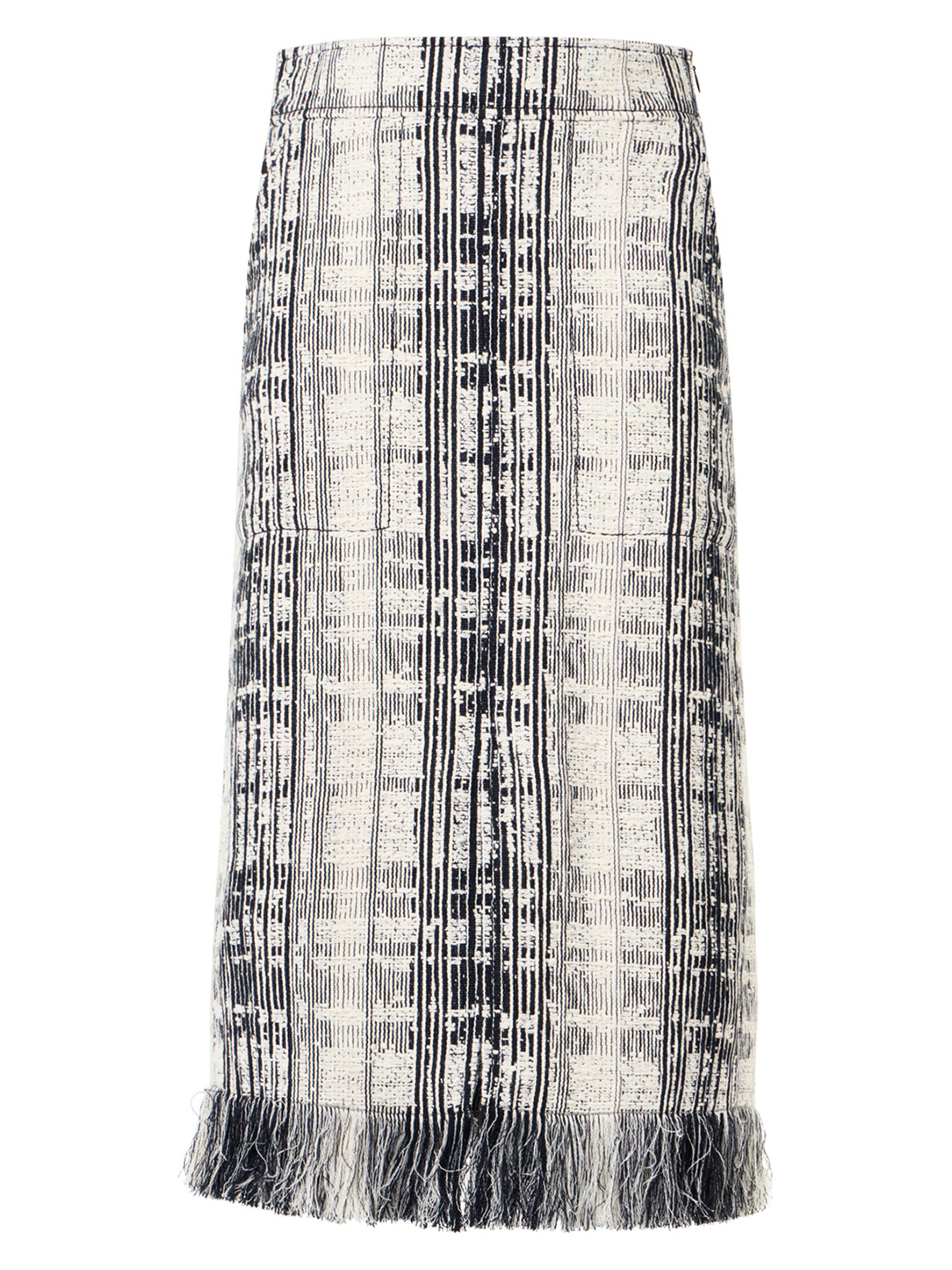 Akris punto Women's Stripe Raw Cotton Tweed Midi-Skirt - Black