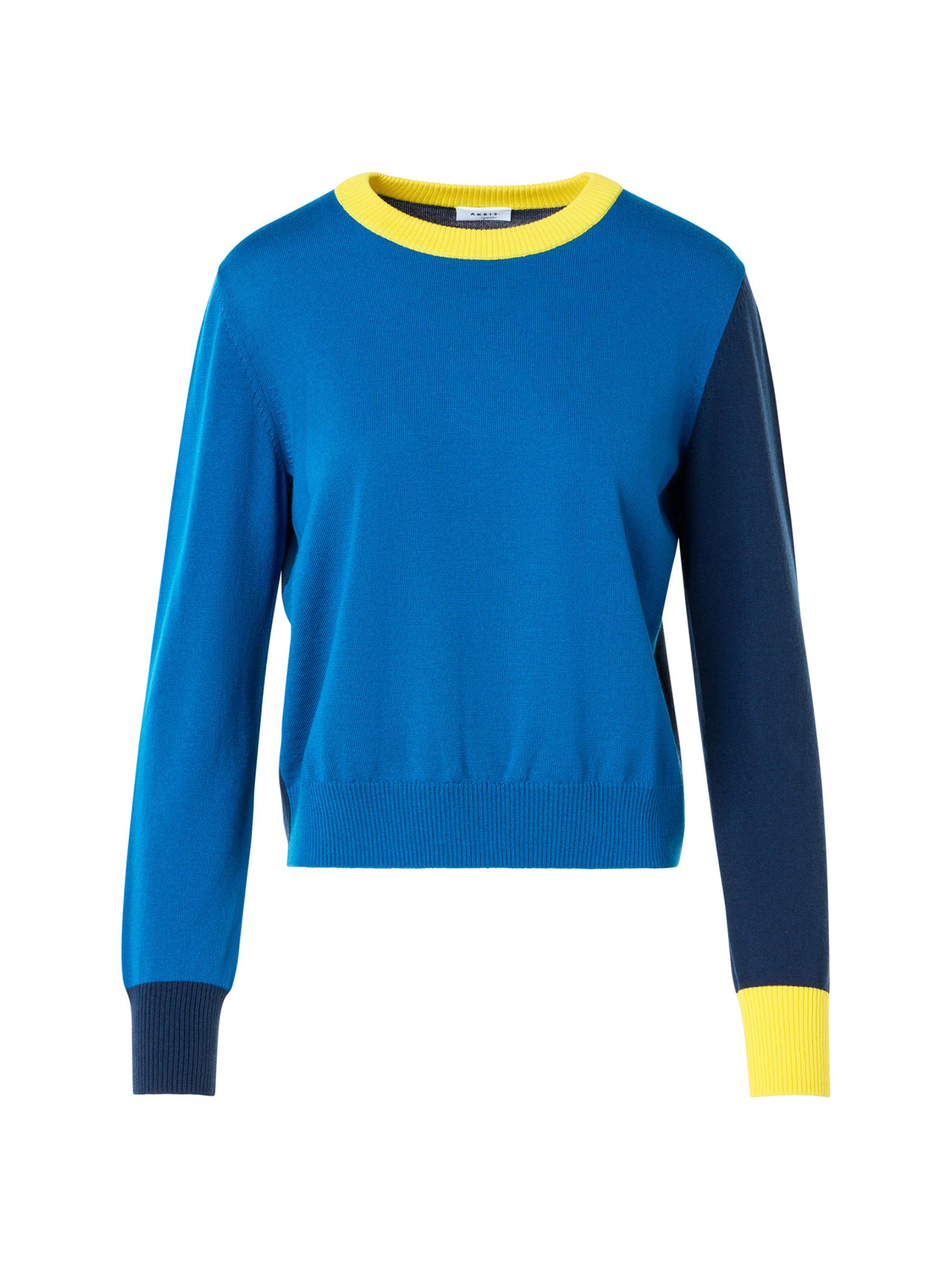 Akris punto Women's Colorblocked Wool Sweater - Cobalt Blue Multi