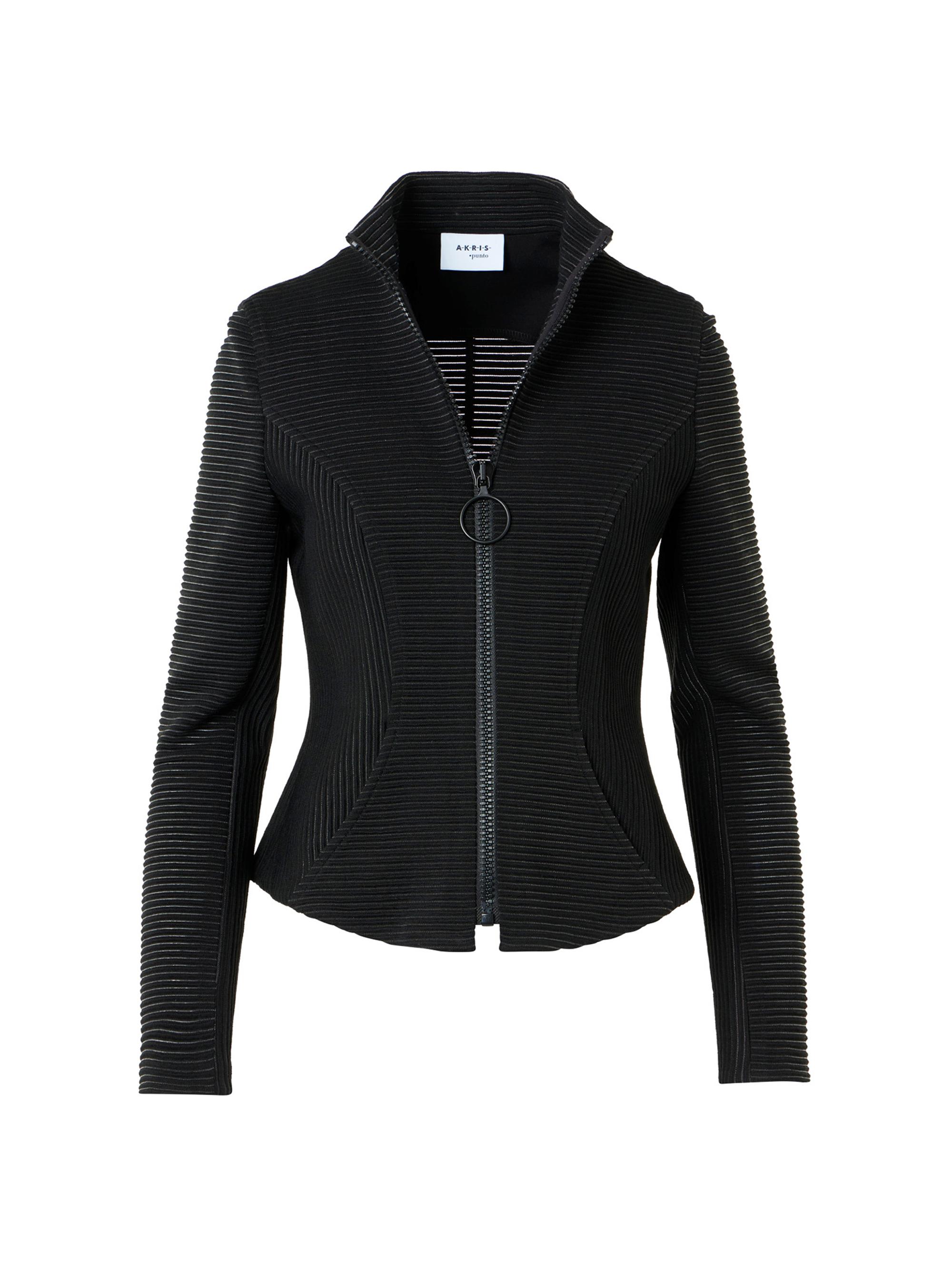 Akris punto Women's Ottoman Wool-Blend Jersey Zip Jacket - Black