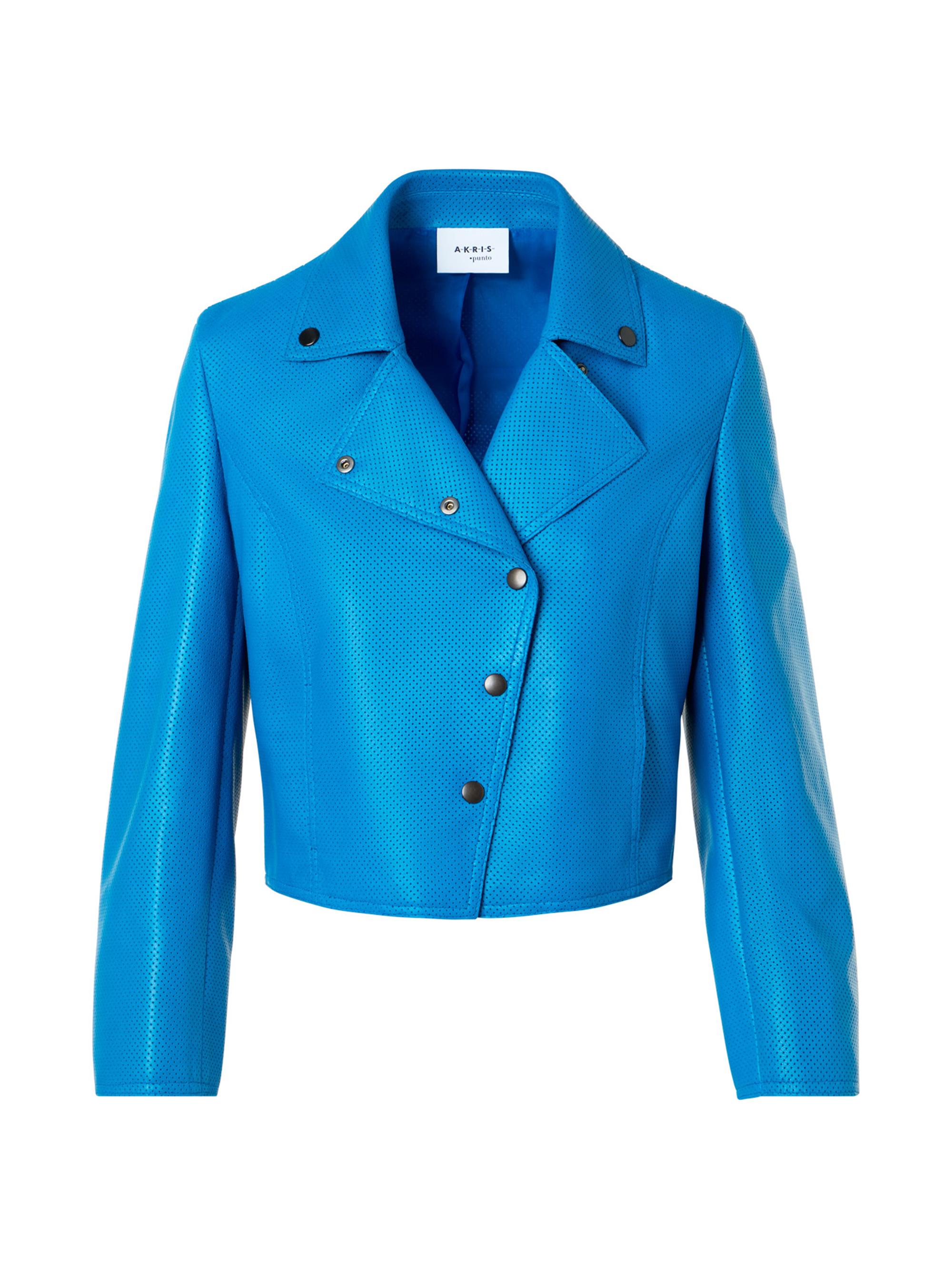 Akris punto Women's Pin Dot Leather Cropped Motorbike Jacket - Cobalt Blue