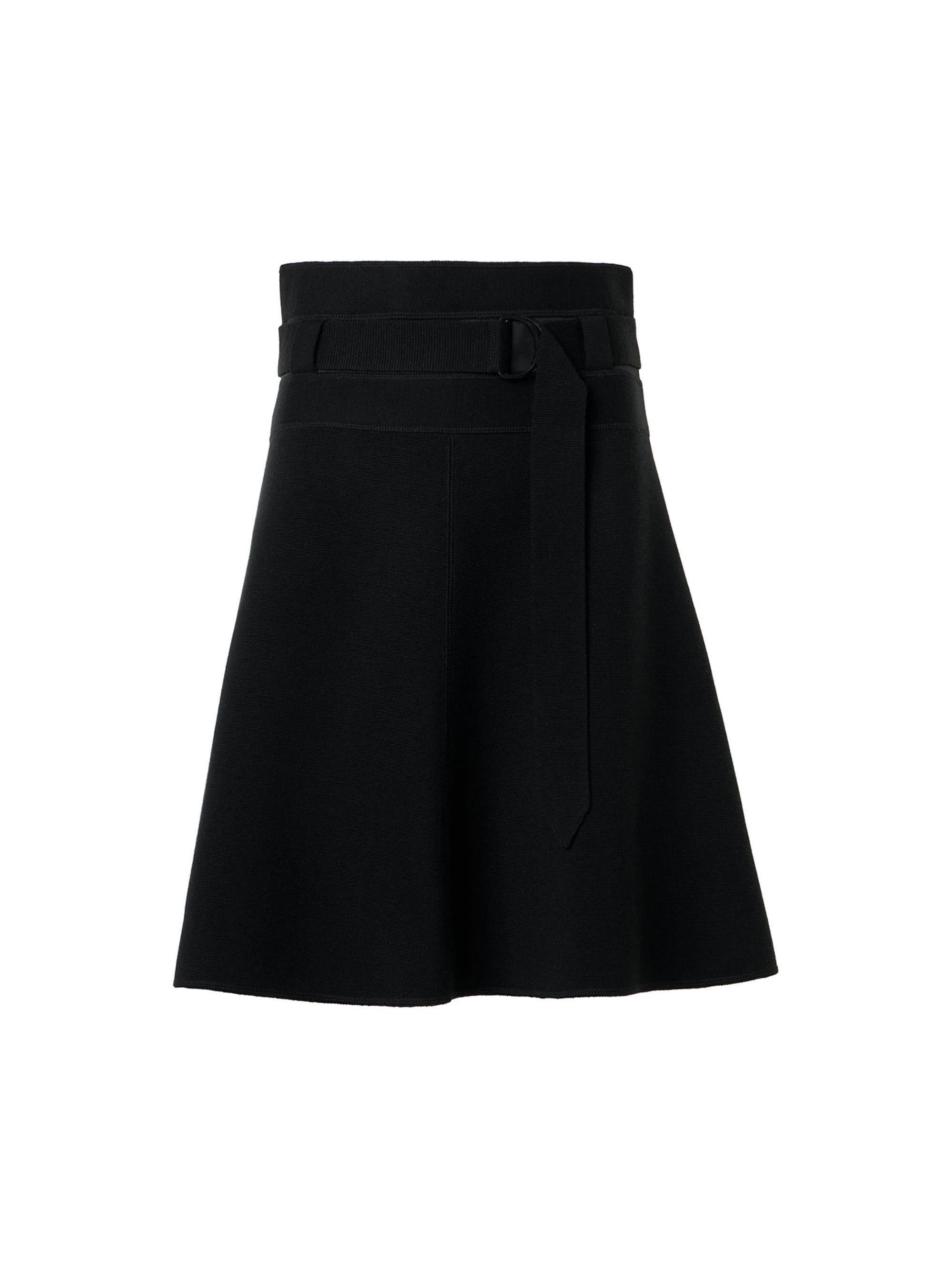 Akris punto Women's Belted Stretch Wool A-Line Skirt - Black