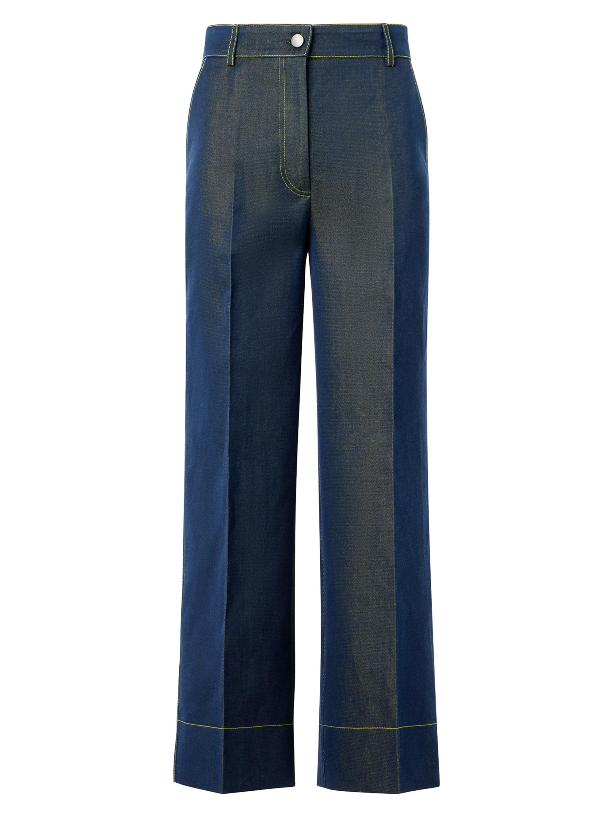 Akris punto Women's Chiara Changeant Denim Wide-Leg Pants - Medium Blue Denim Lemon