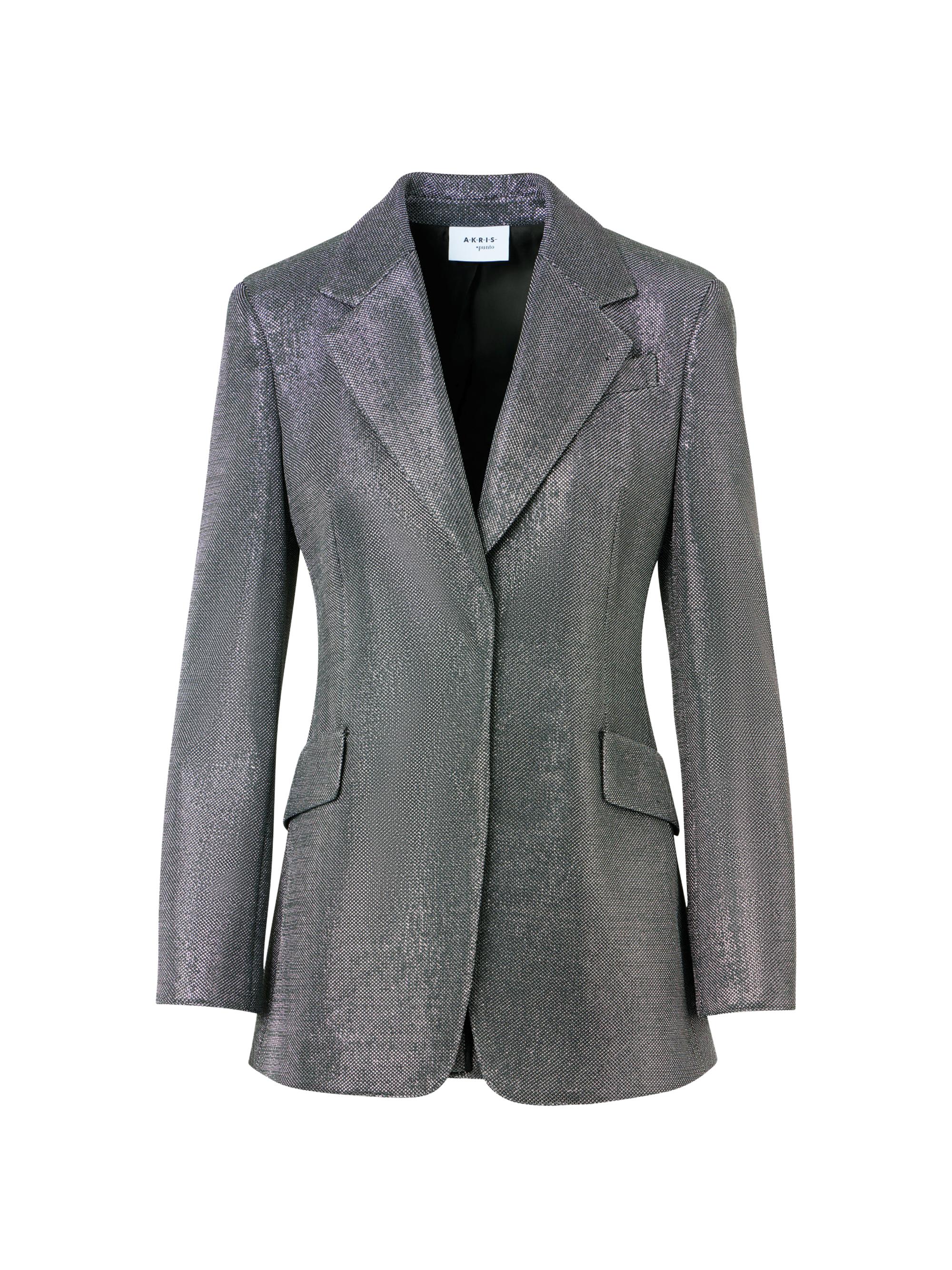 Akris punto Women's Metallic Techno Birdseye Boyfriend Blazer - Brushed Steel