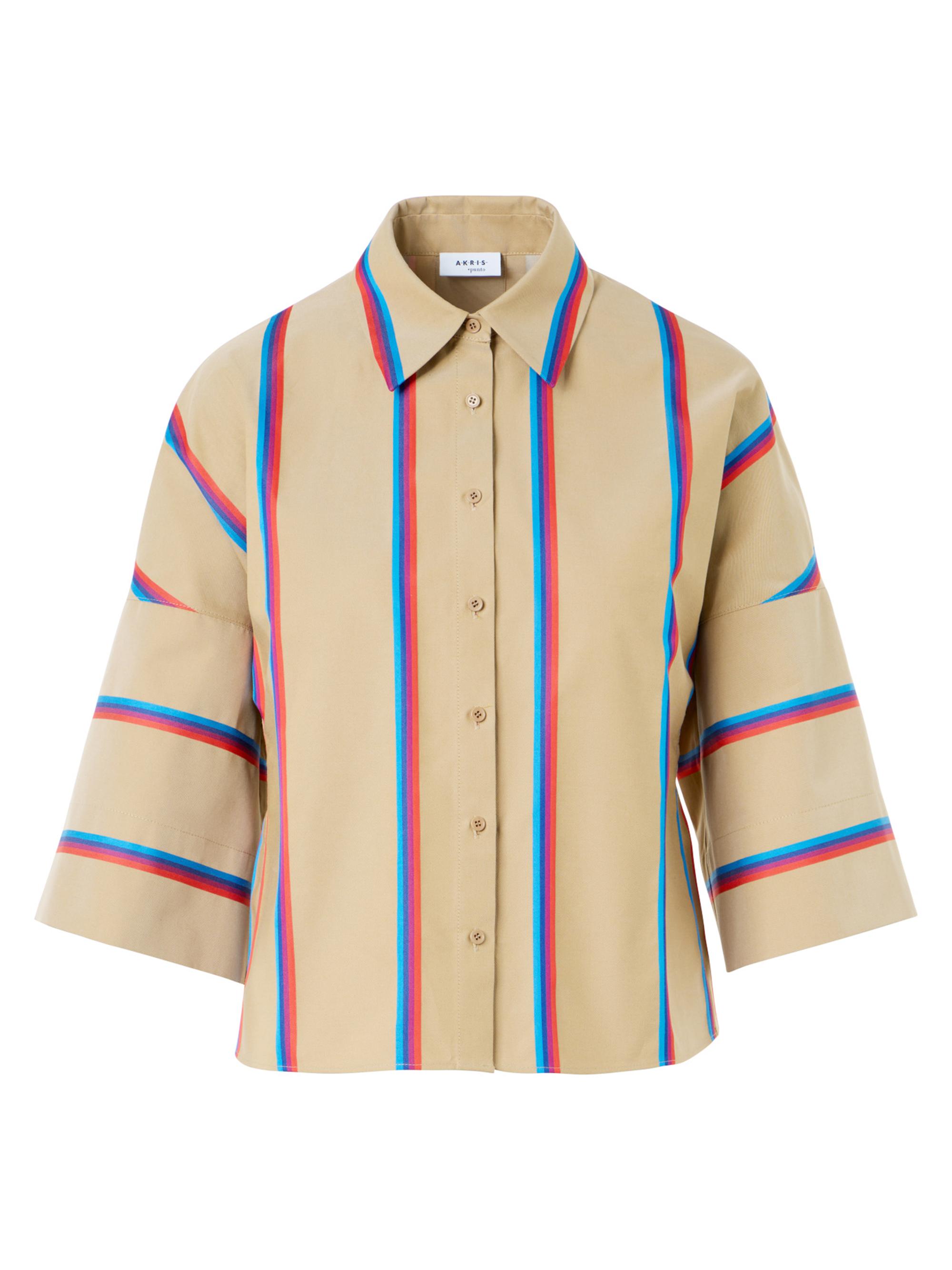 Akris punto Women's Boxy Multi Stripe Dropped-Shoulder Shirt - Beige Multicolor