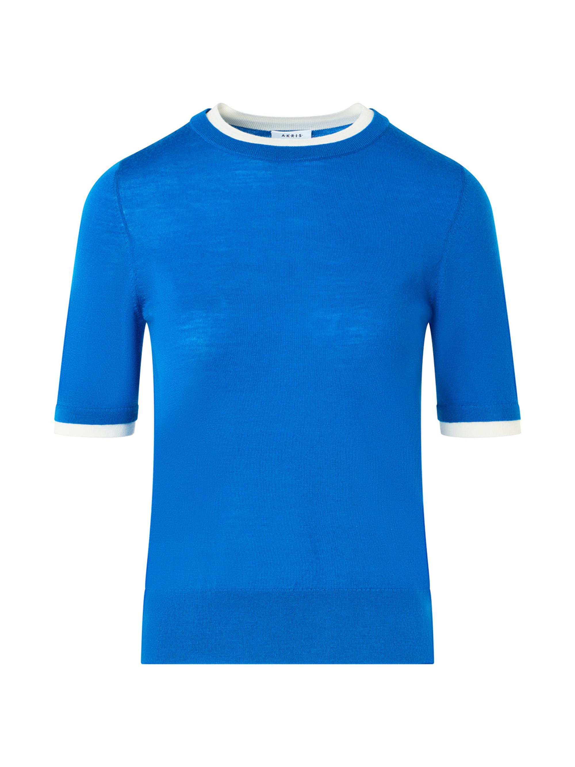 Akris punto Women's Wool Trompe L'oeil Layered Sweater - Cobalt Blue Cream