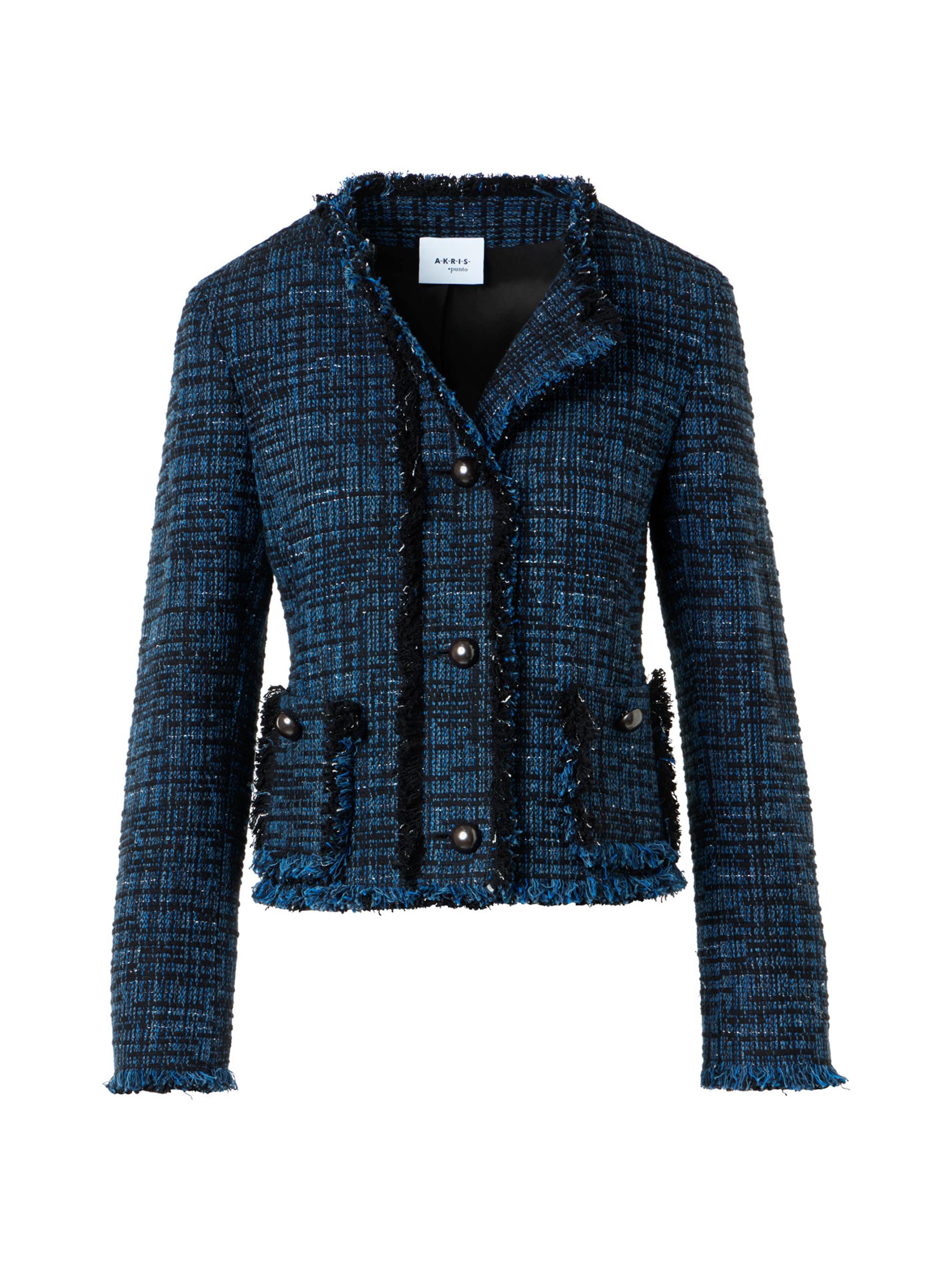 Akris punto Women's Raw Denim Tweed Jacket - Medium Blue Denim Black