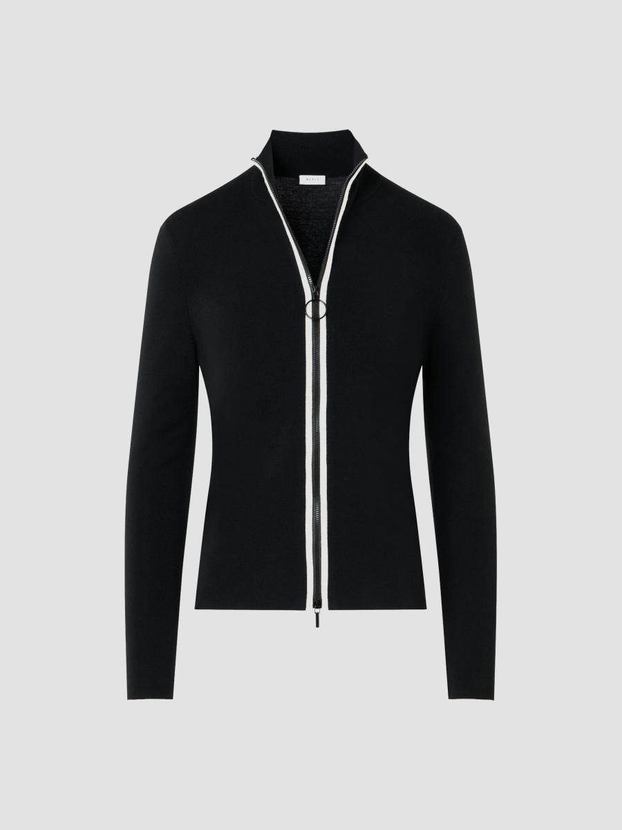 Akris punto Stripe Stretch Wool Zip Cardigan | Saks Fifth Avenue