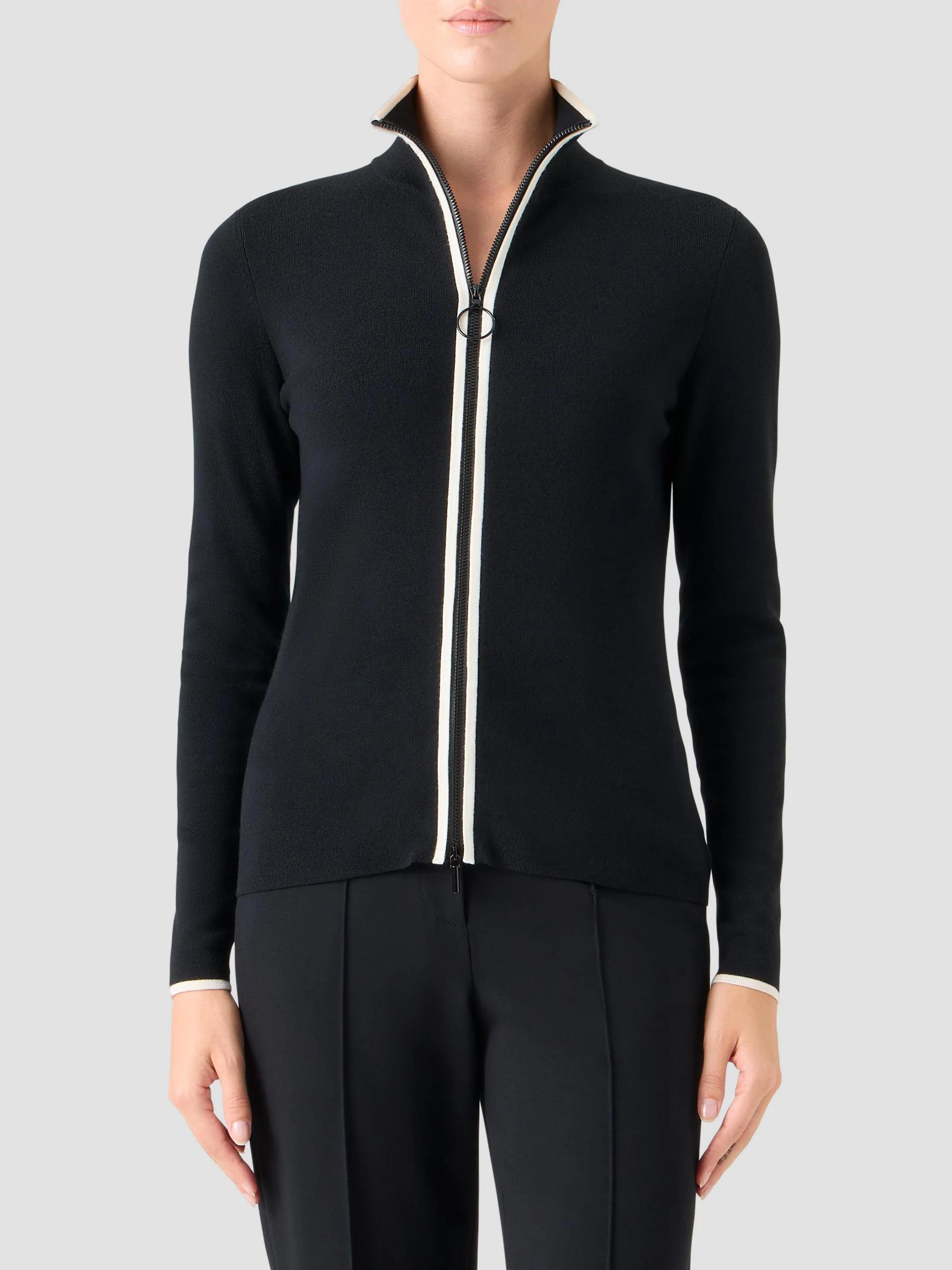 Akris punto Stripe Stretch Wool Zip Cardigan | Saks Fifth Avenue