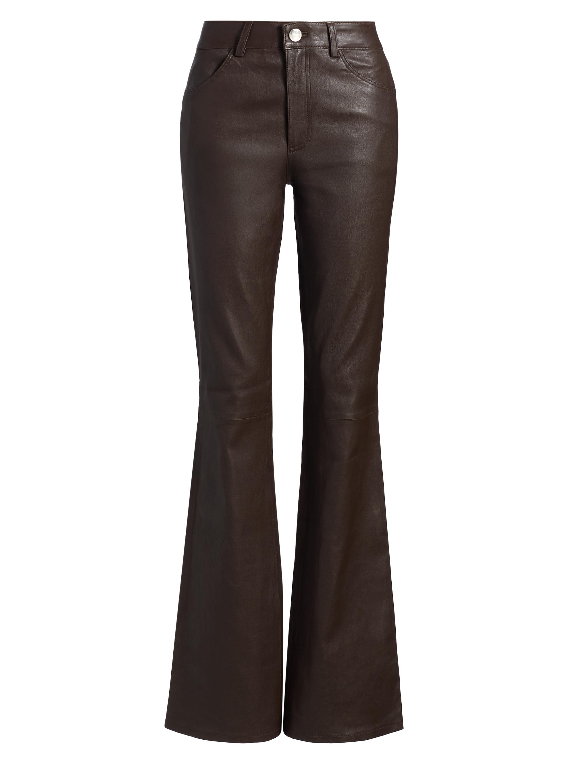SPRWMN Women's Flared Leather Pants - Americano