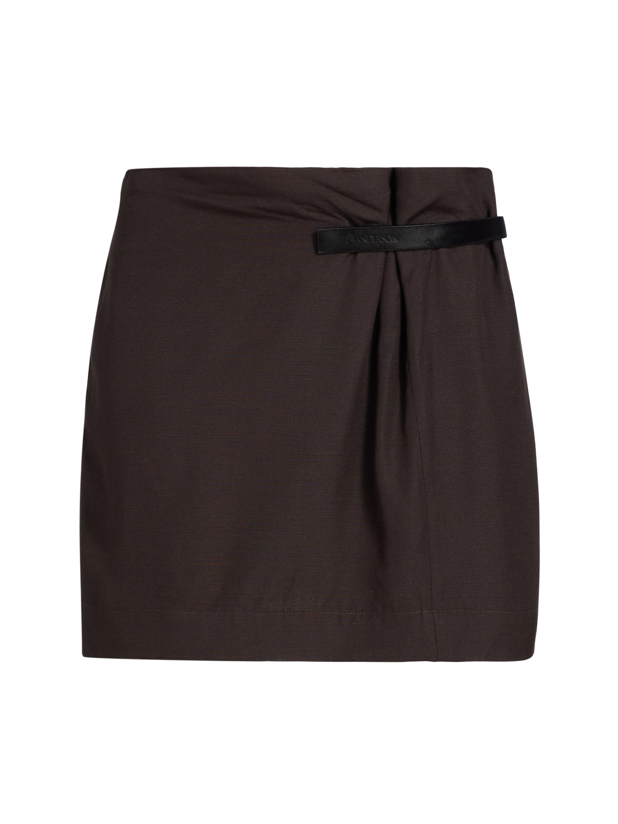 JW Anderson Women's Leather Tab Mini Skirt - Dark Brown