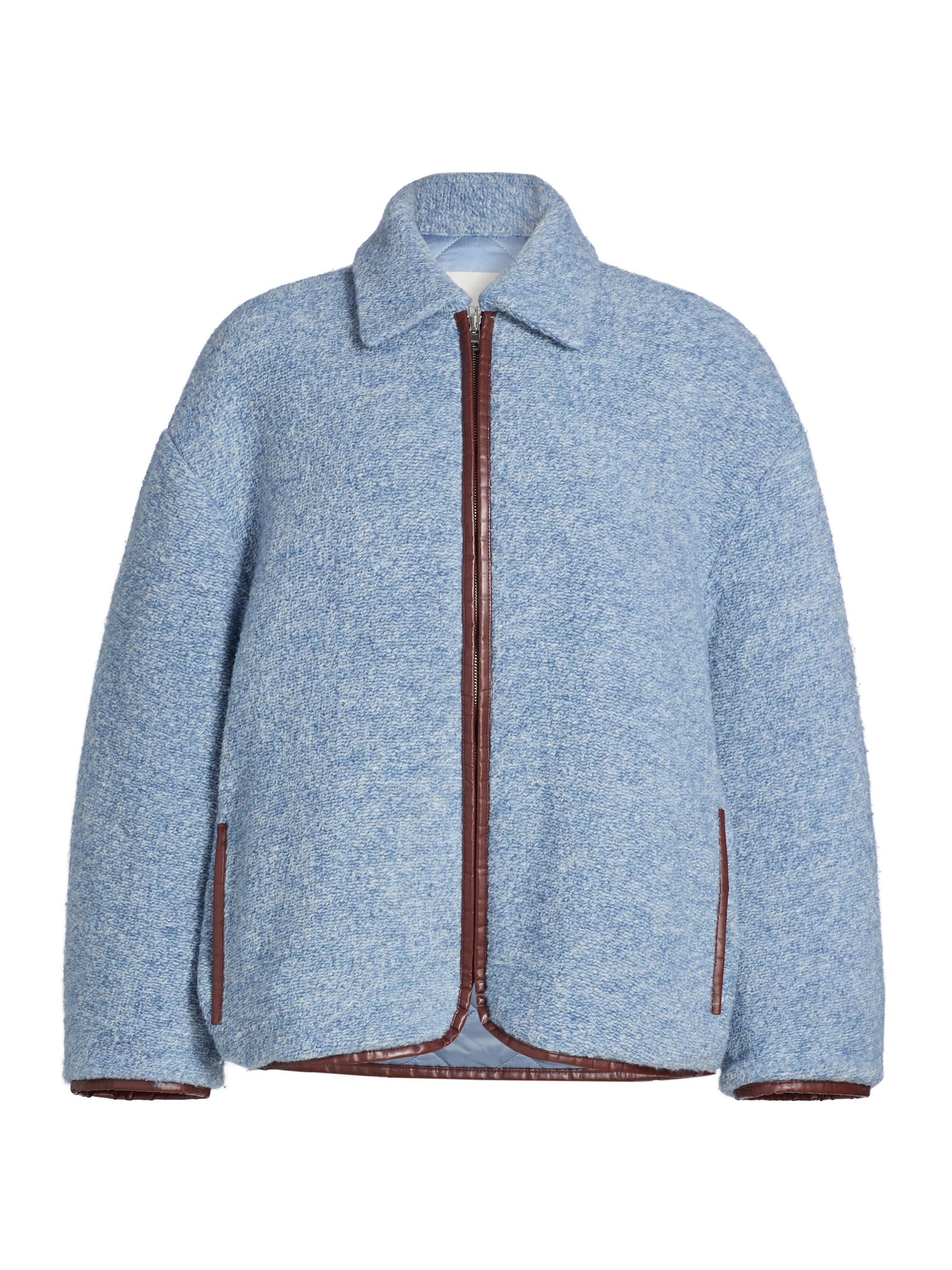 JW Anderson Women's Wool-Blend Fleece Jacket - Blue Melange