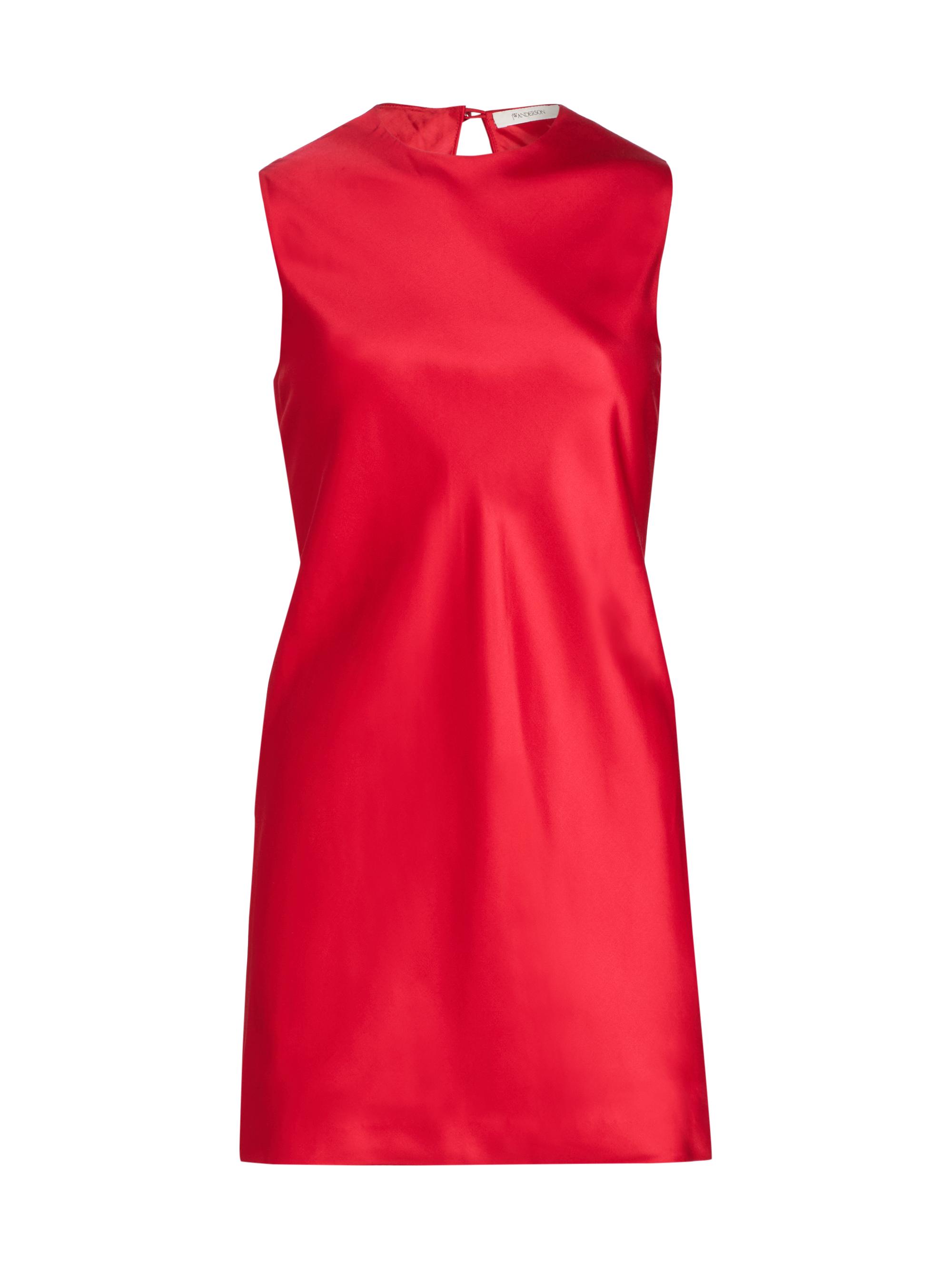JW Anderson Women's Satin Sleeveless Shift Minidress - Crimson