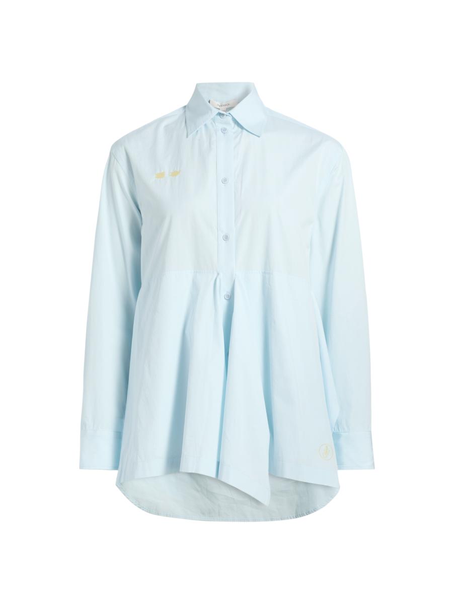 Jw Anderson Women's Draped Cotton Peplum Shirt In Pale Blue