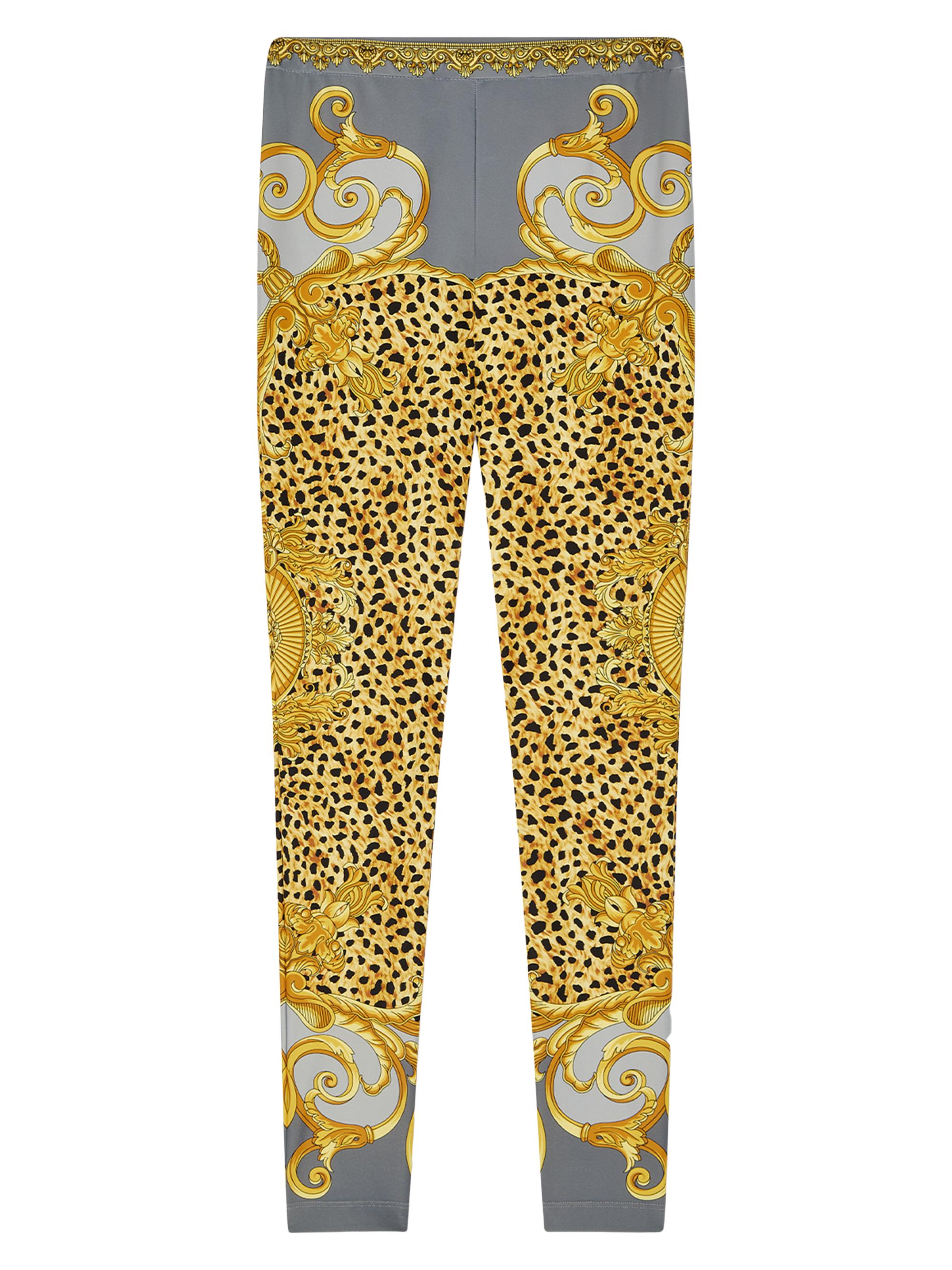 Versace Women's Cheetah Fouldard Stretch Leggings - Light Grey Elephant Grey