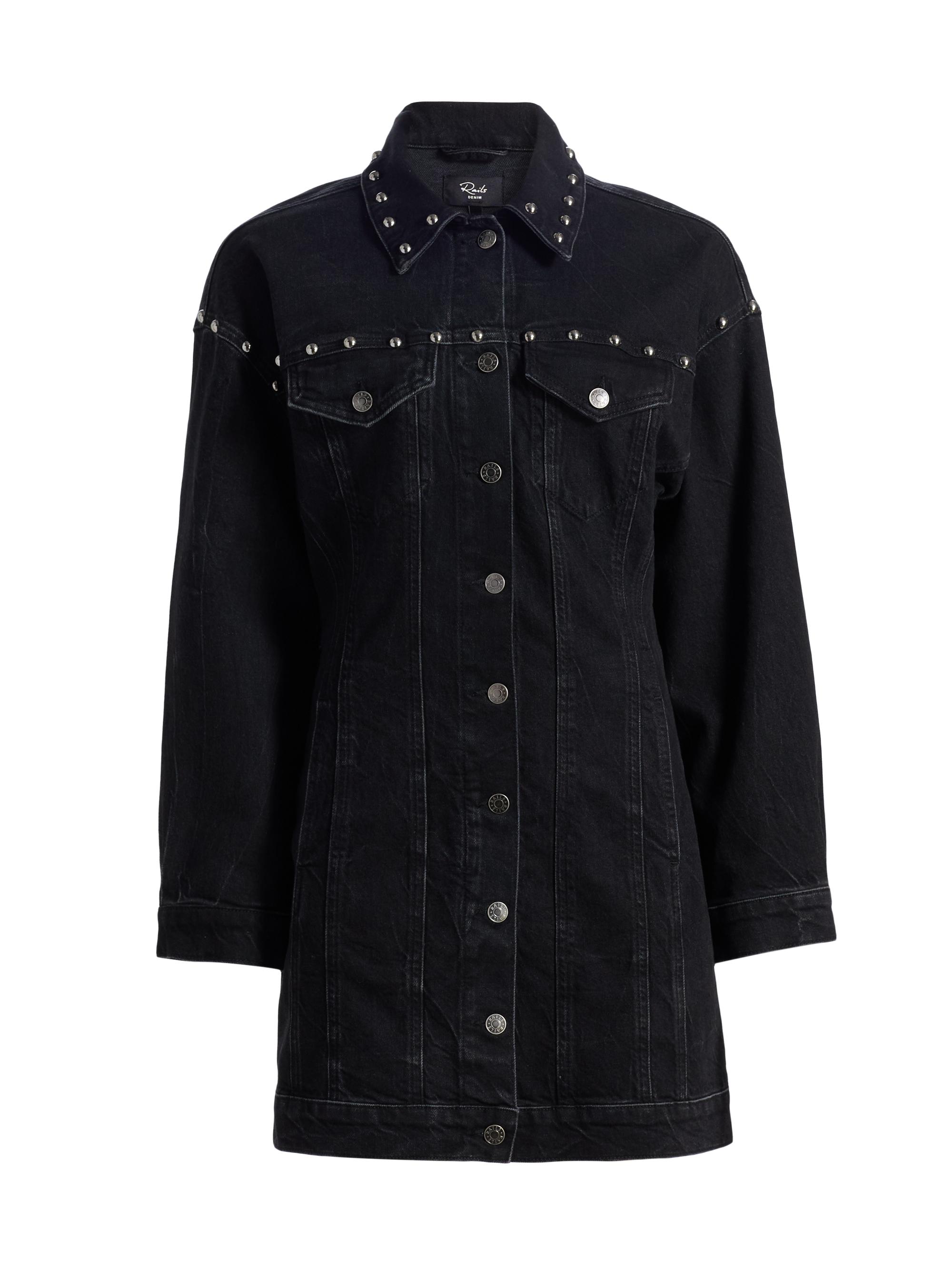 Rails Women's Ladera Studded Denim Mini-Shirtdress - Black Stone Studded