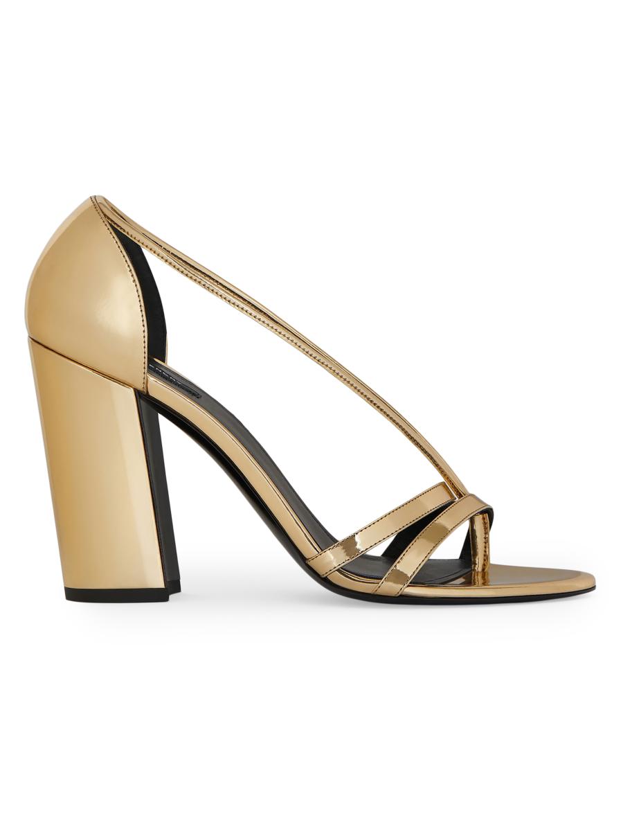 Givenchy Block Heeled Sandals in Mirror Effect Leather | Saks