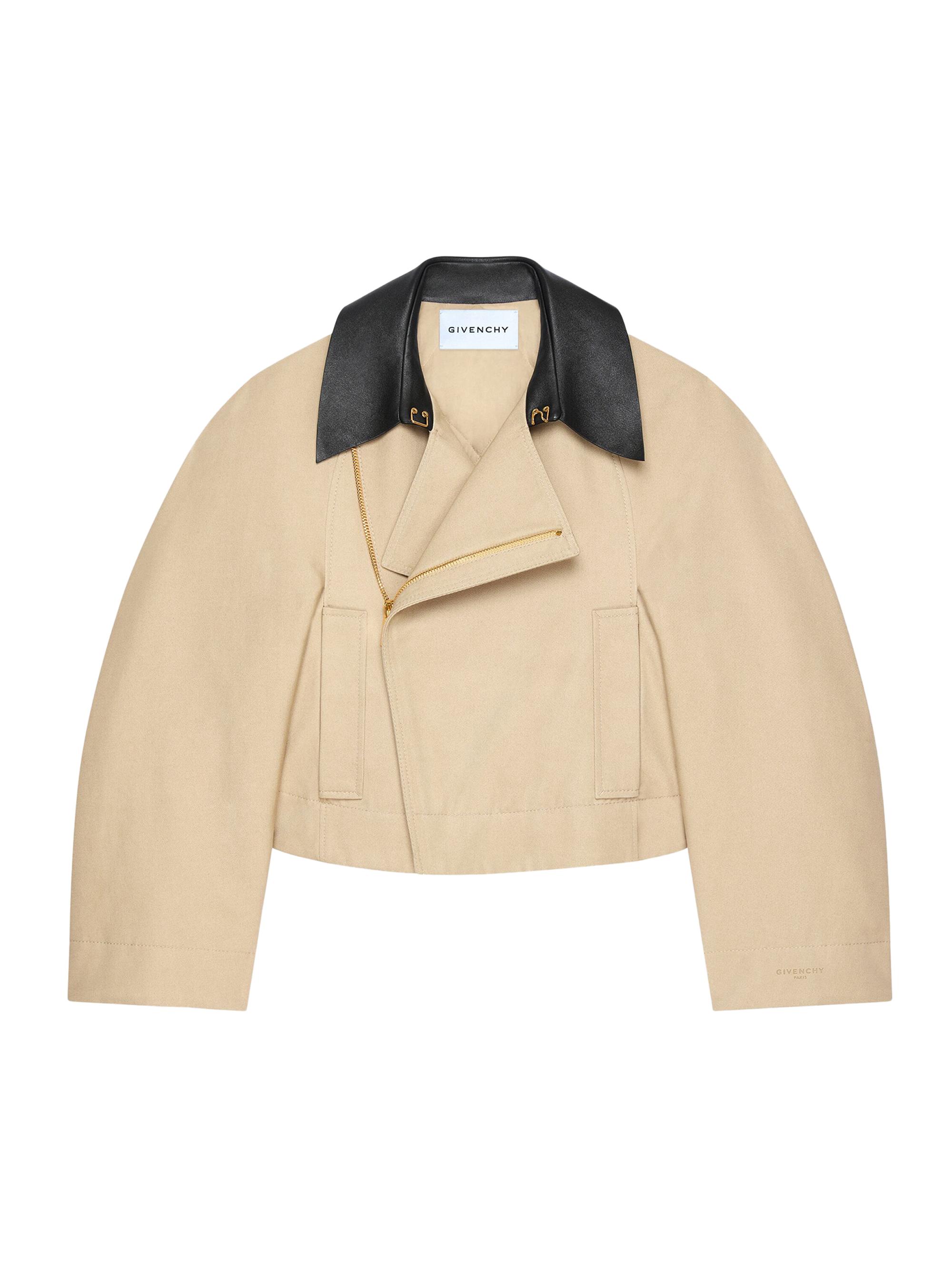 Givenchy Women's Cropped Pea Coat in Cotton and Wool - Beige