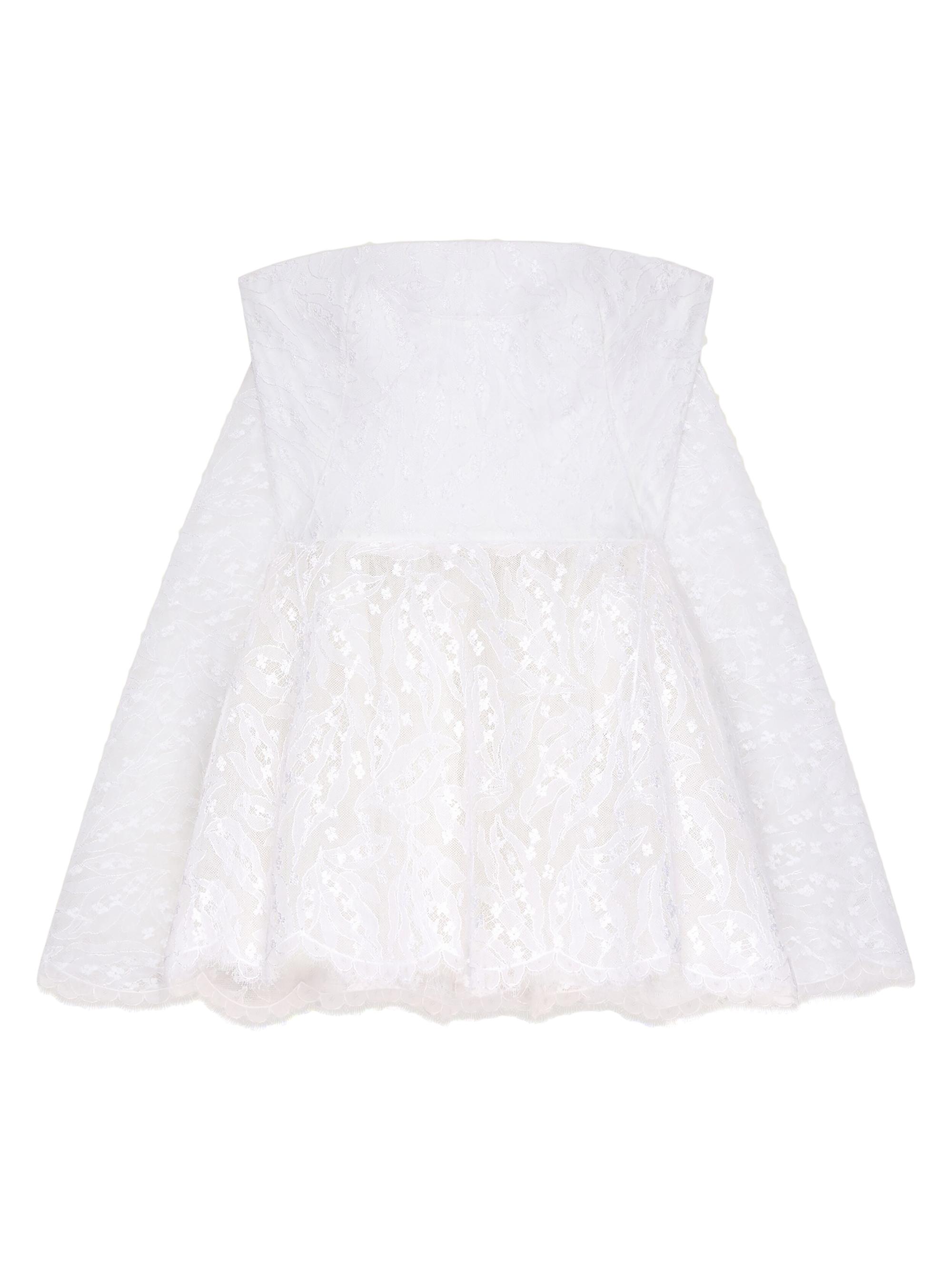 Givenchy Women's Mini Strapless Dress in Lace with Cape - White
