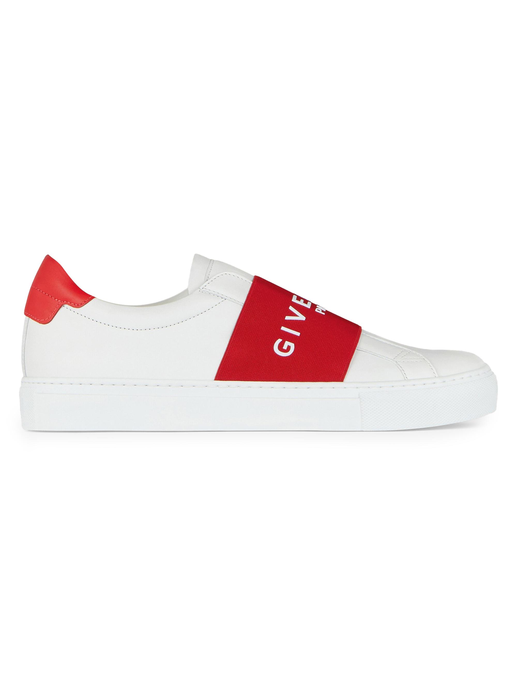 Givenchy Women's Urban Street Sneakers in Leather with Elastic Band - White Red