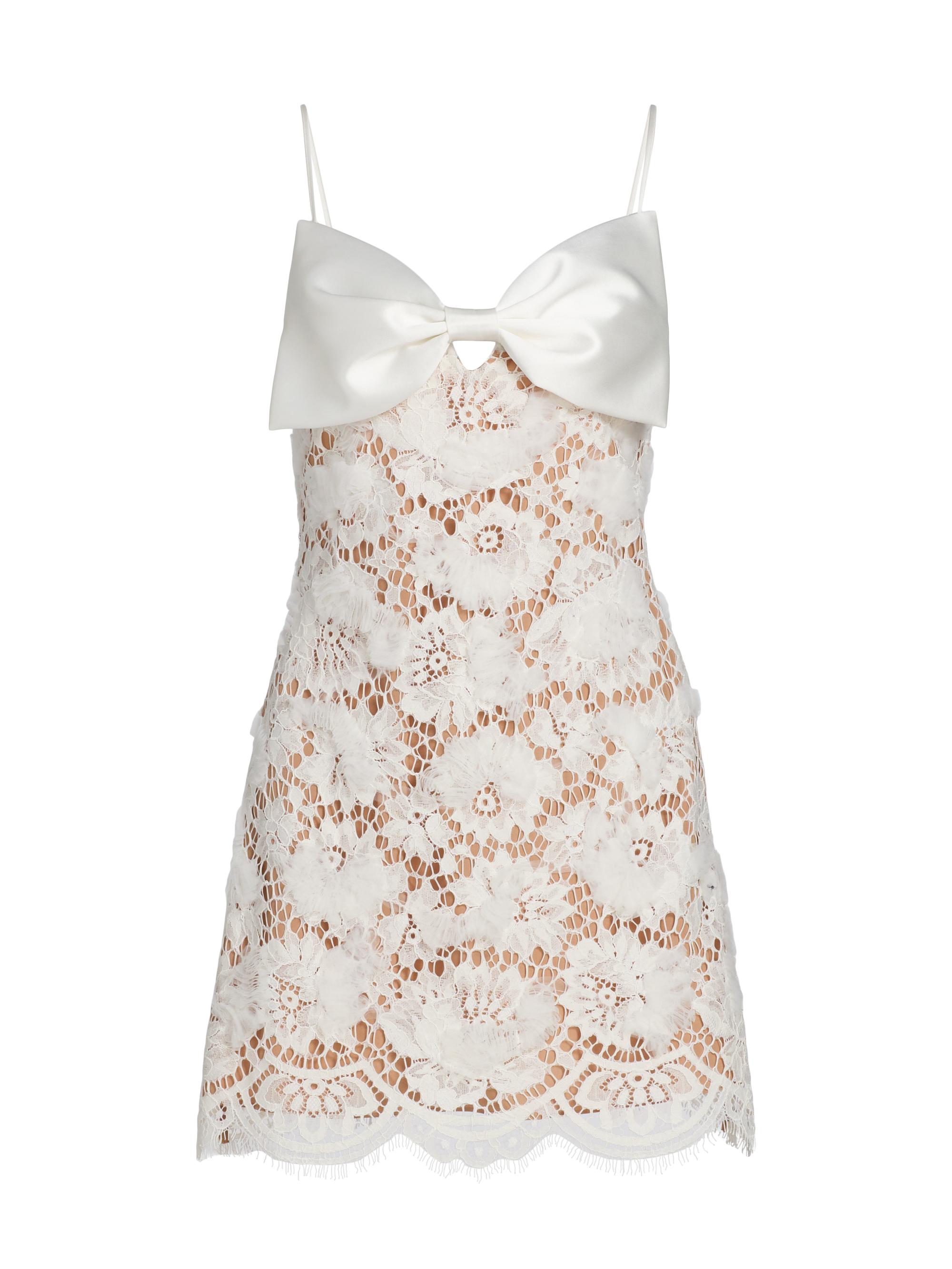 Bow-Detailed Floral Lace Sleeveless Minidress