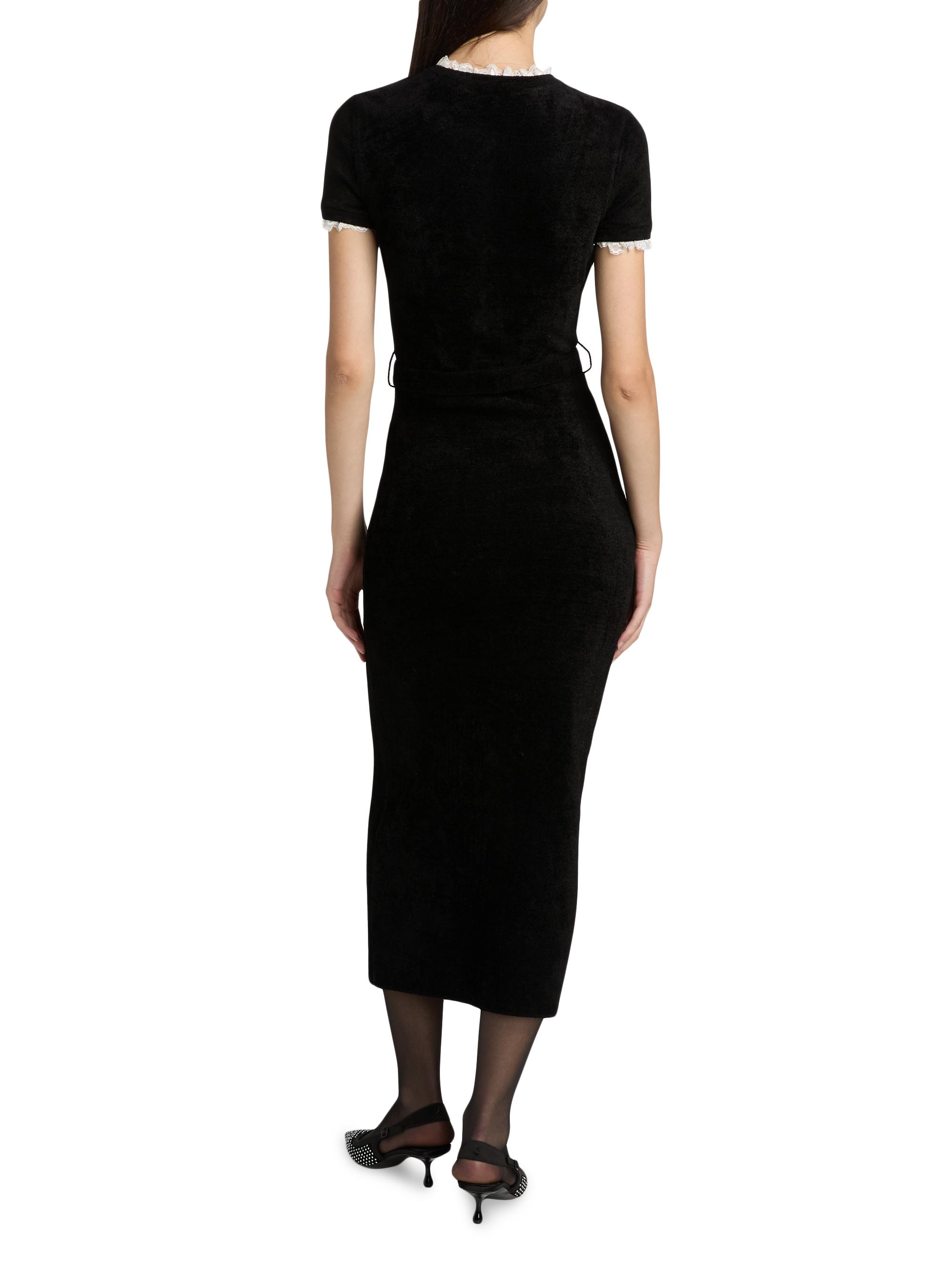 short sleeve rib knit dress Ribbed Knit Short Sleeve Midi Dress with Side Slit main image 1