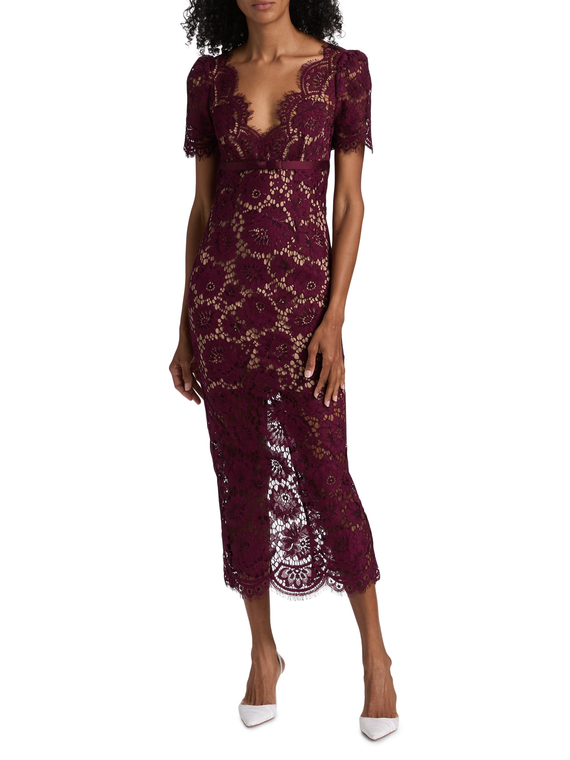 winter formal lace dresses A Line Long Formal Lace Dress Lenovia 8337 main image 0