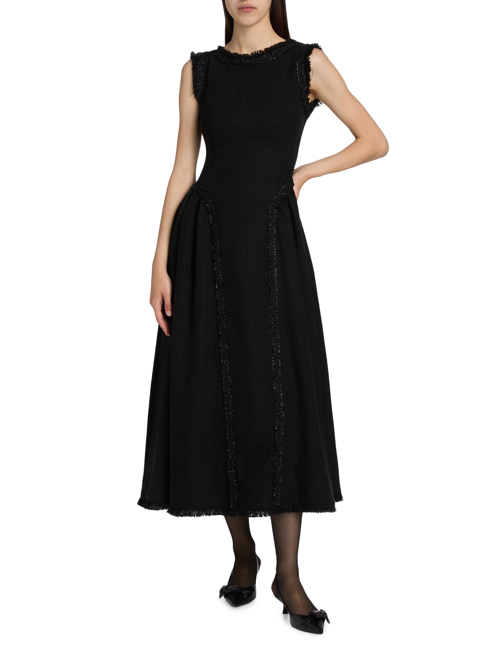 Self-Portrait Black Boucle Sleeveless Midi Dress Black / 2