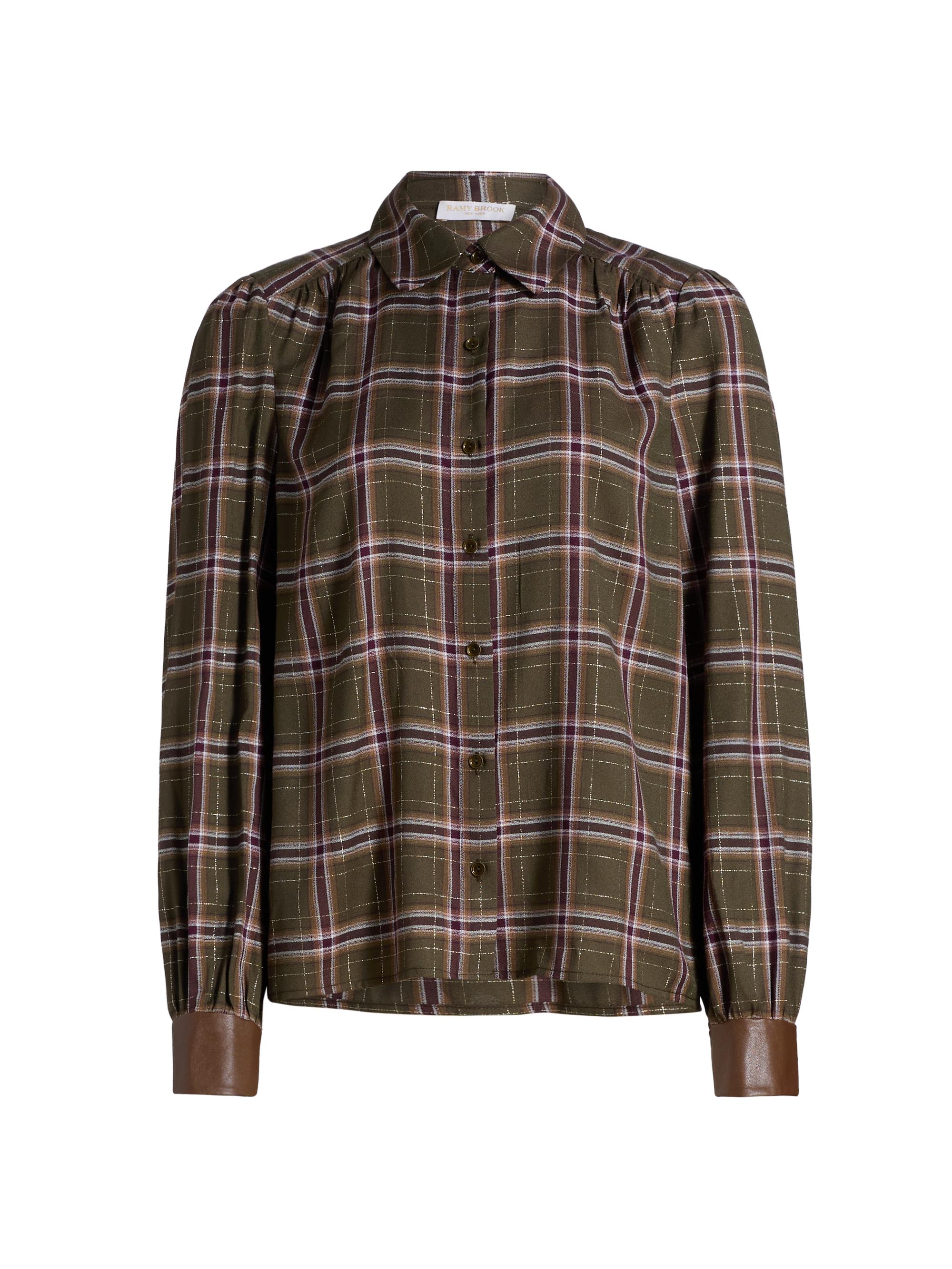 Ramy Brook Women's Jeremy Plaid Button-Front Shirt - Deep Olive Plaid