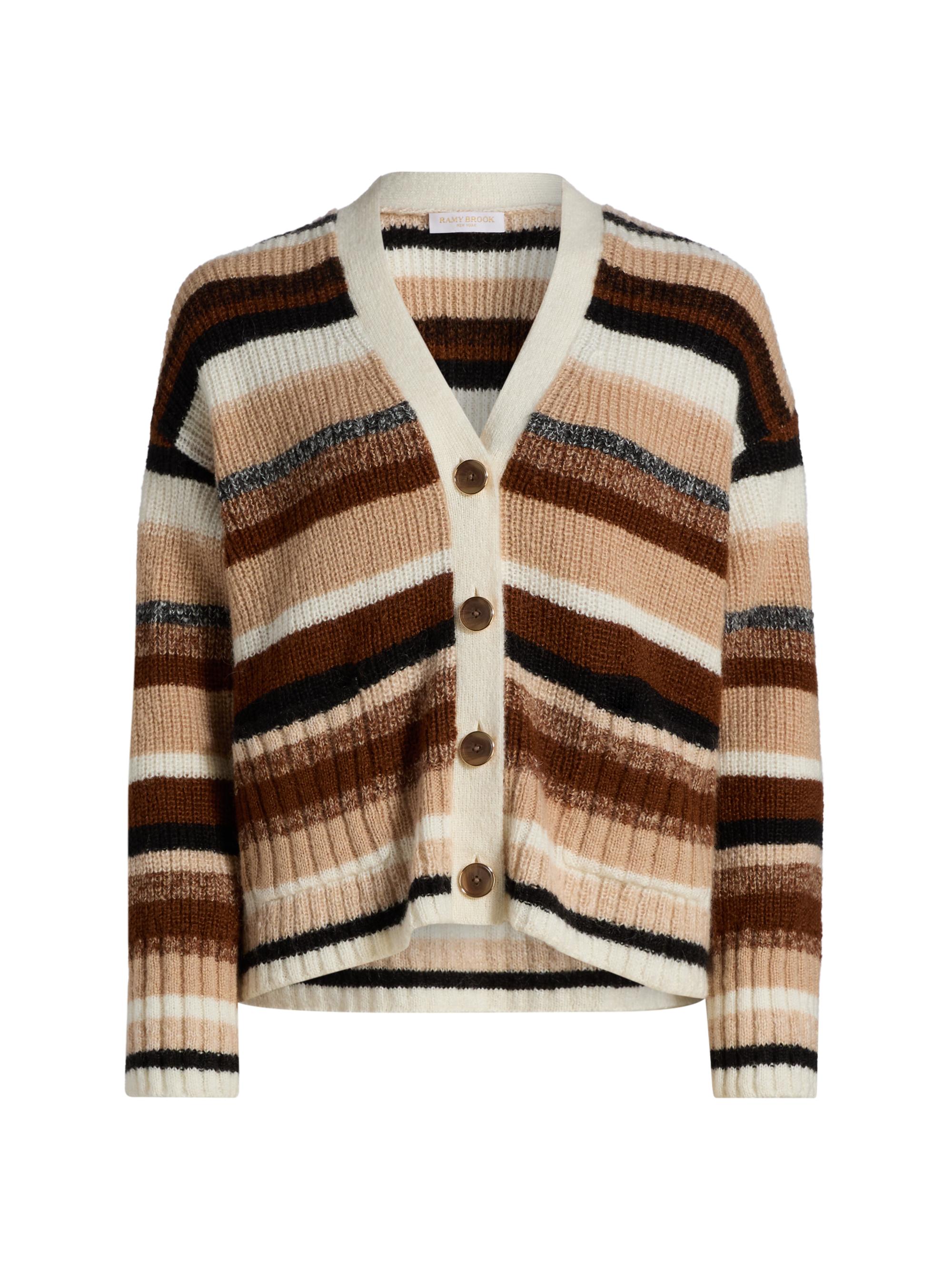 Farm Rio Wave Striped Knit V-Neck Cardigan | Saks Fifth Avenue