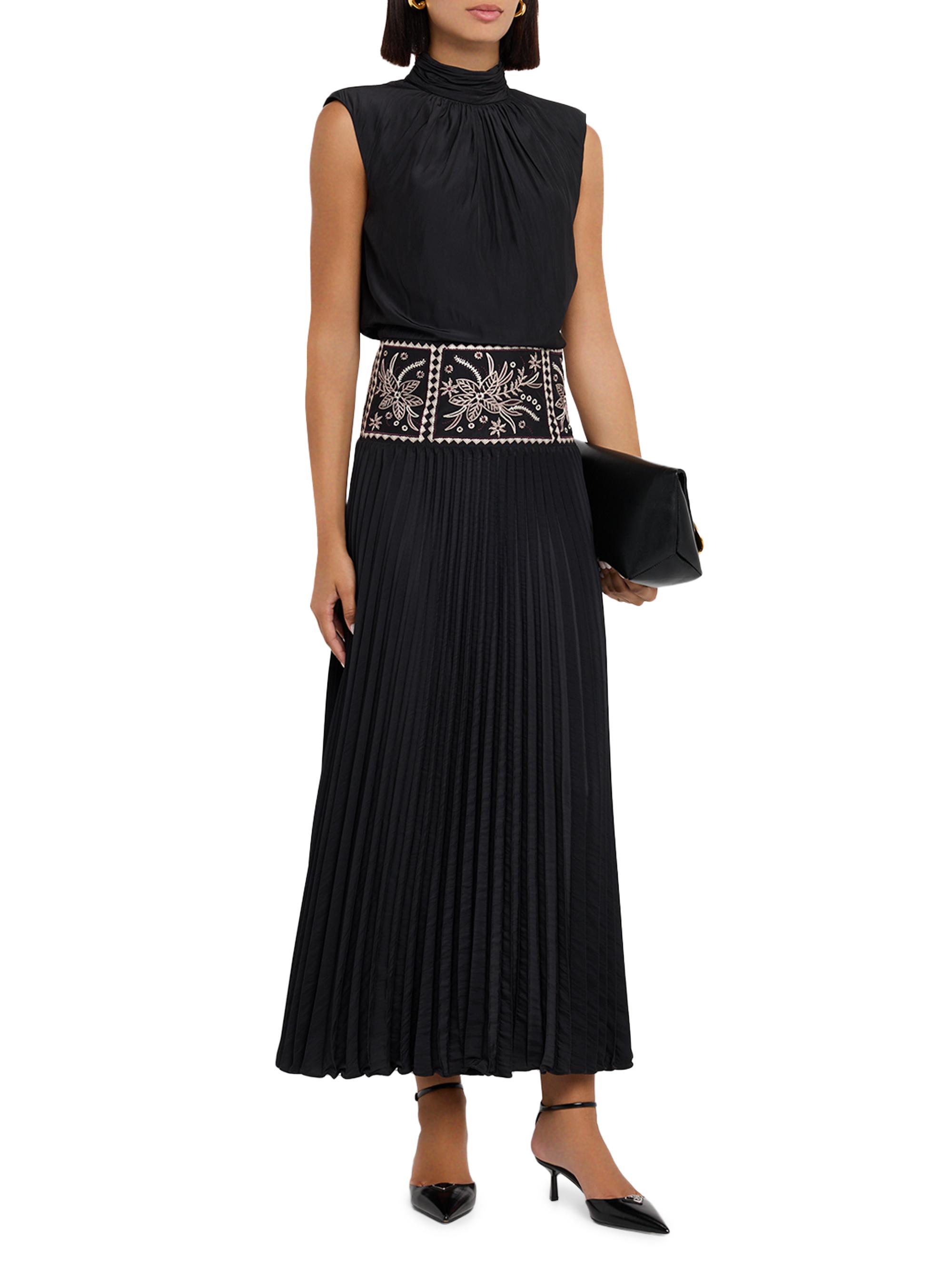 Ramy Brook Kimberly Embroidered Pleated Midi-Dress | Saks Fifth Avenue